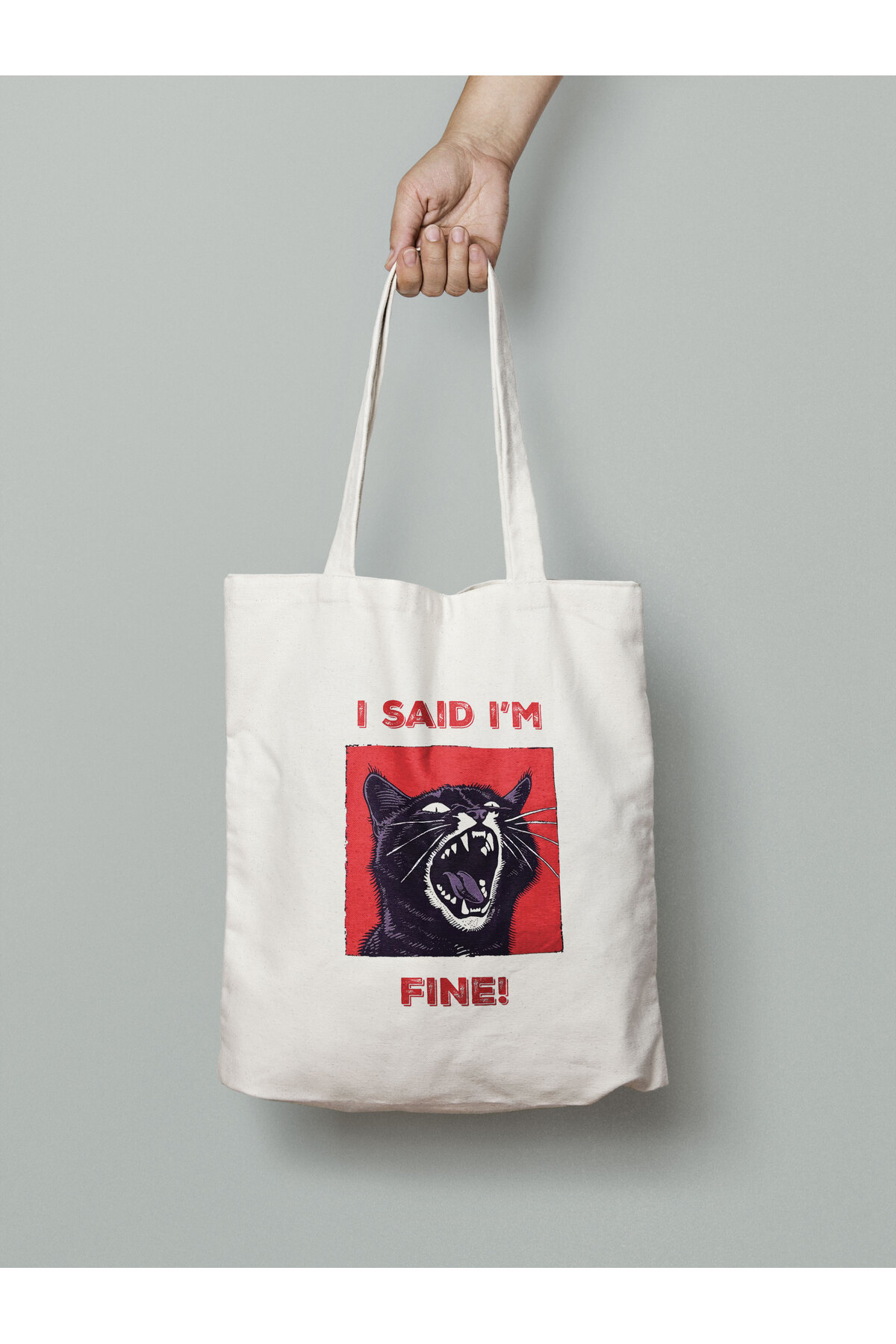I said I'm Fine Agrasif Kedili Bez Çanta 35x40cm - Komik Çanta Tote Bag