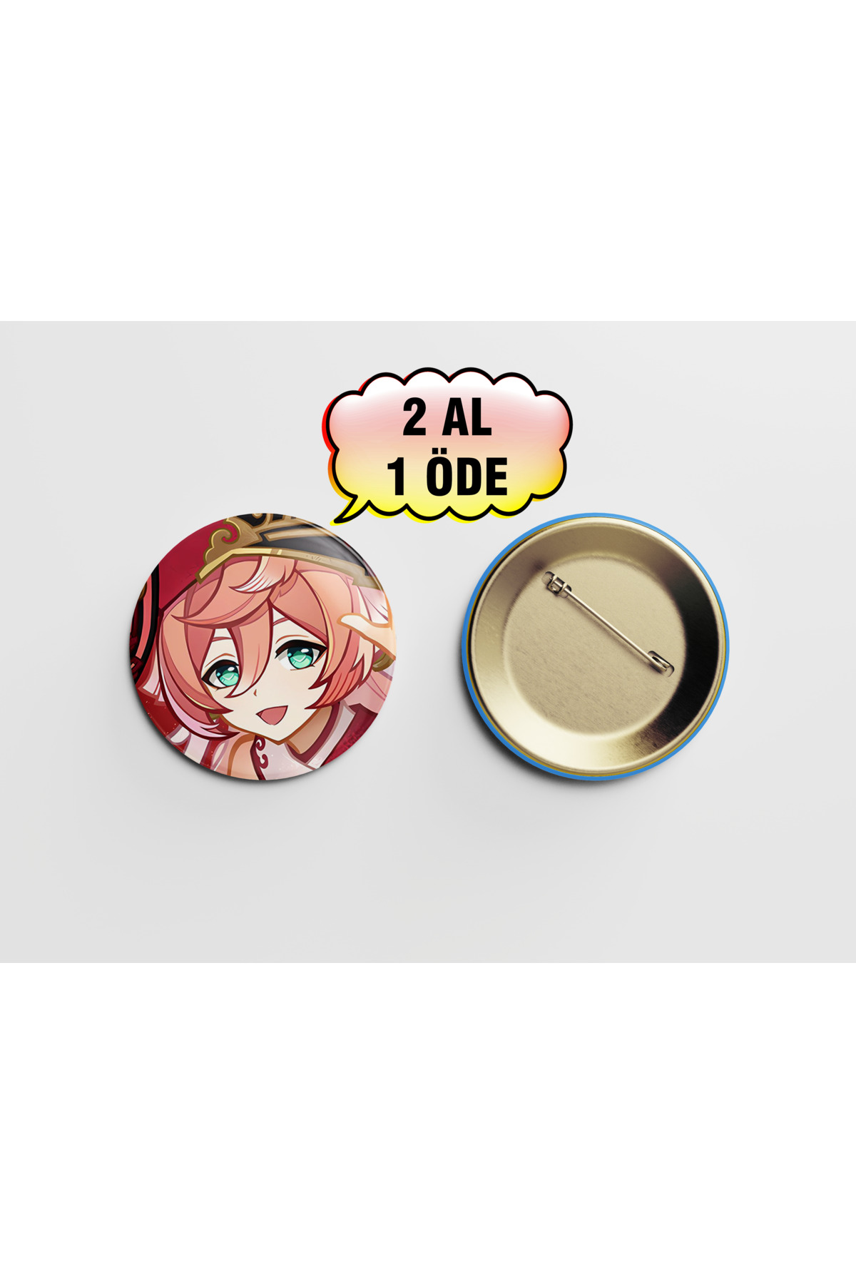 Genshin Yanfei 1 adet 44mm Arkası İğneli Buton Rozet - Anime