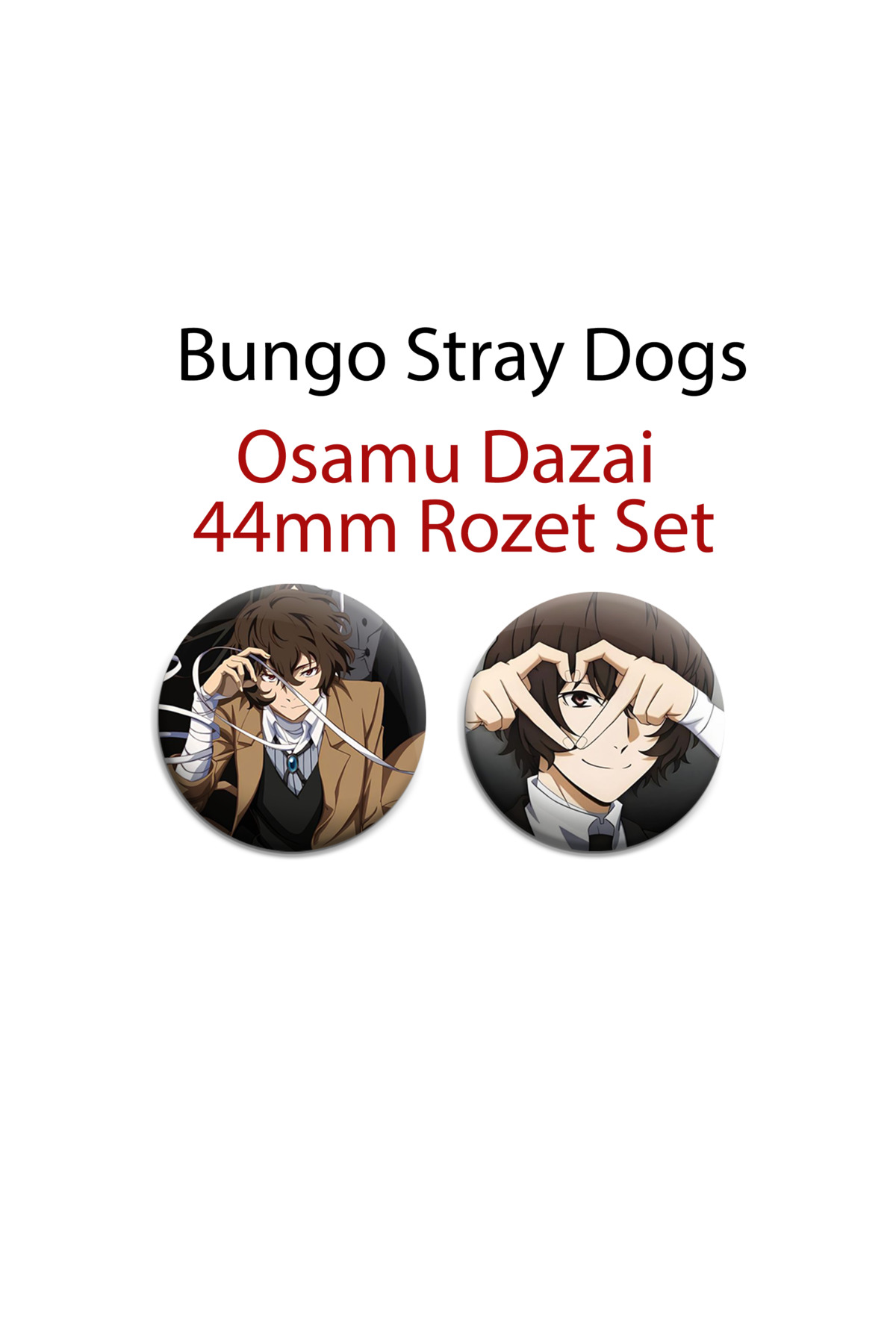 Bungou Stray Dogs Osamu Dazai 2 Adet 44mm buton rozet - Çanta Rozet