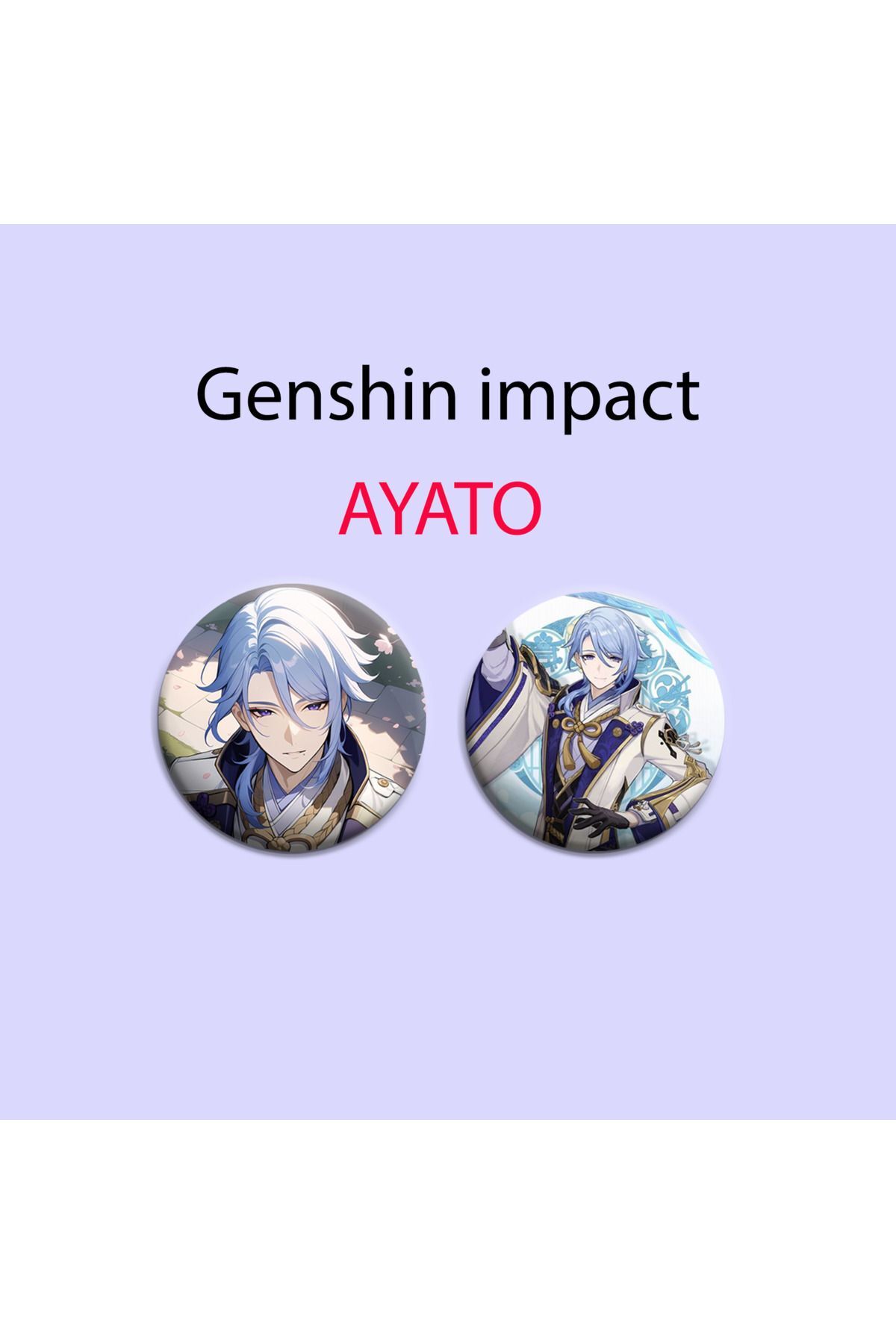 Genshin impact Ayato 2li Çanta Süsü Rozet-İğneli Buton Rozet Seti