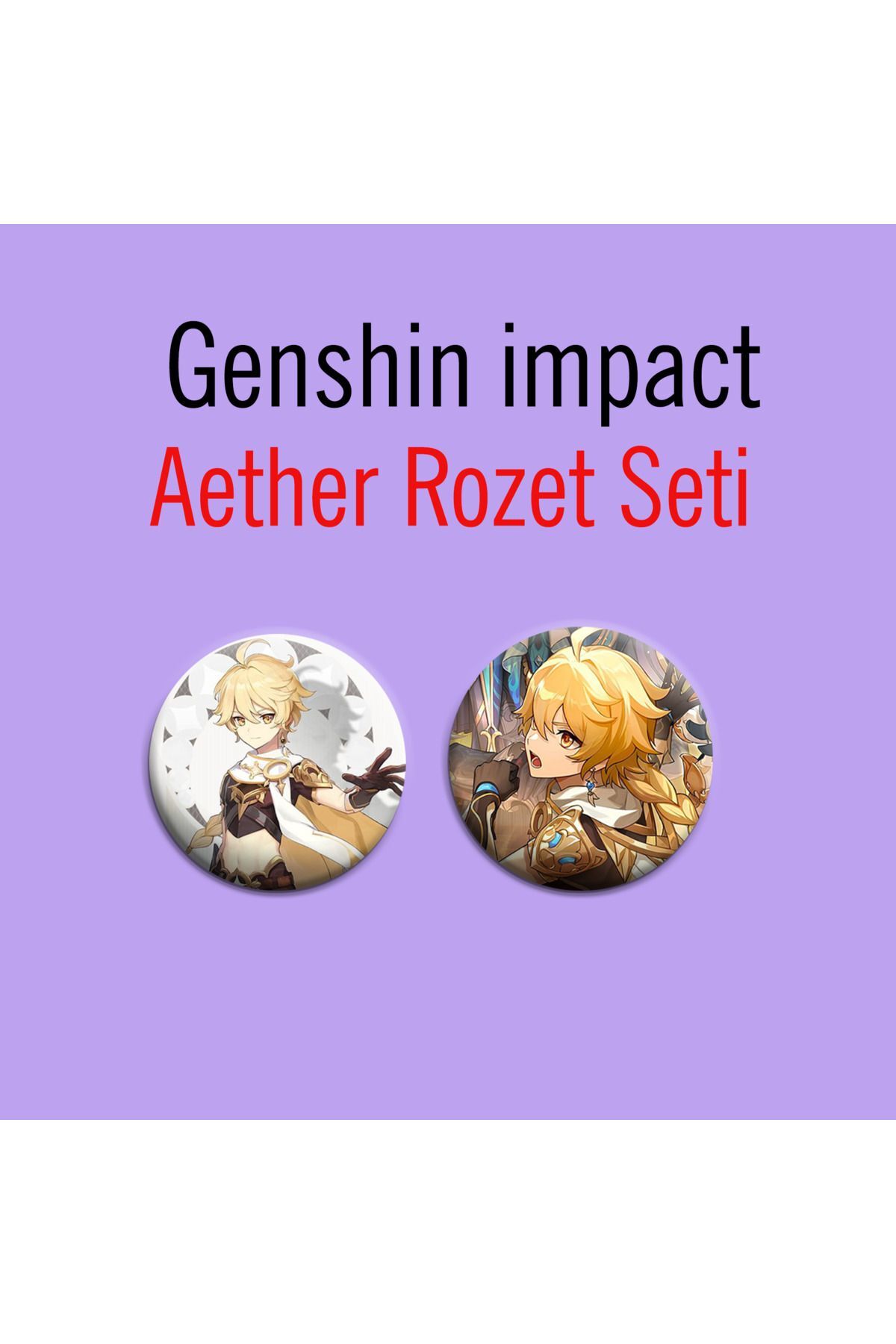 Genshin impact Aether Traveler 2li Çanta Süsü Rozet-İğneli Buton Rozet Seti