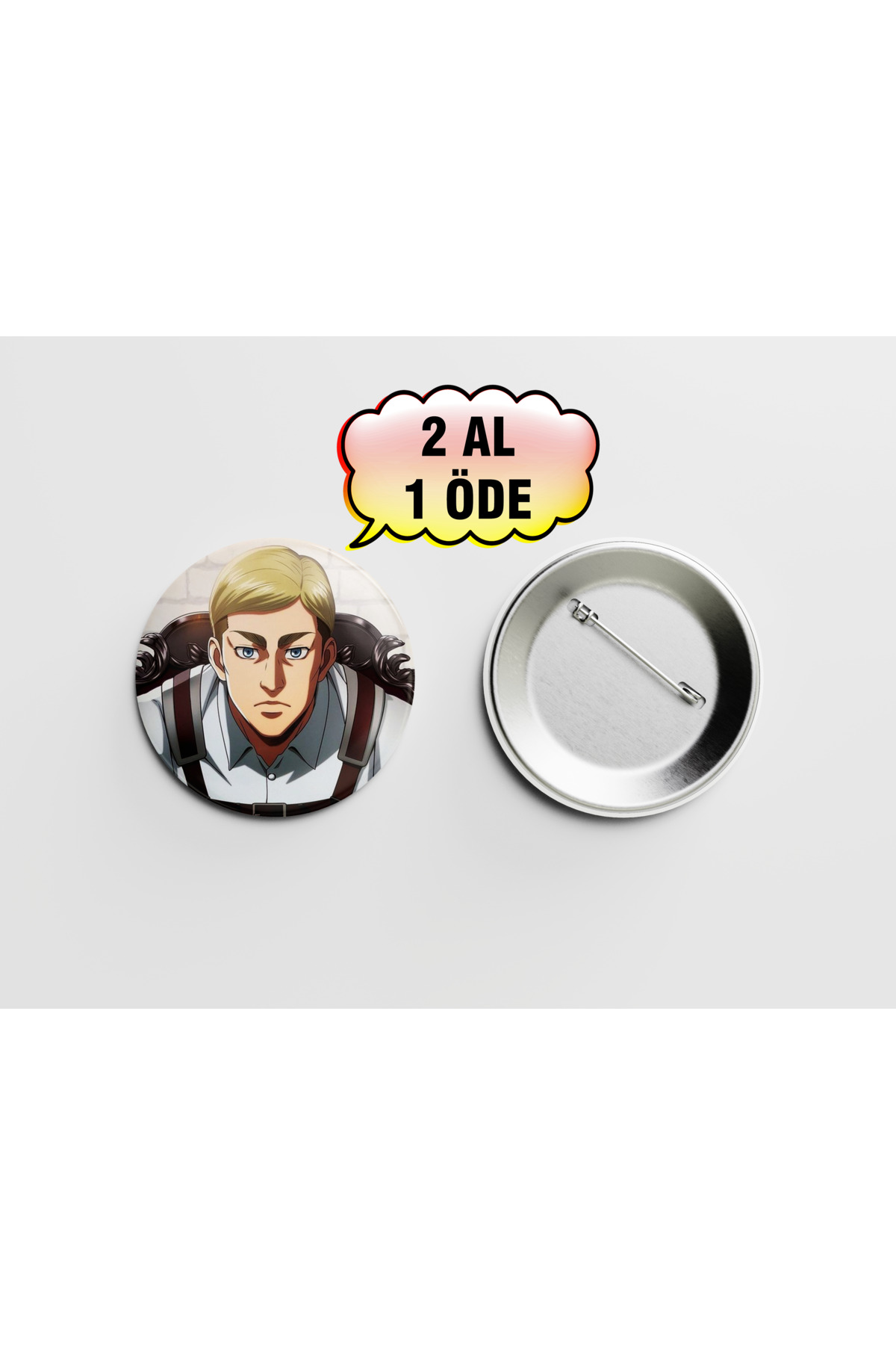 Attack On Titan Erwin Smith 44mm İğneli buton Rozet- Anime Çanta Süsü