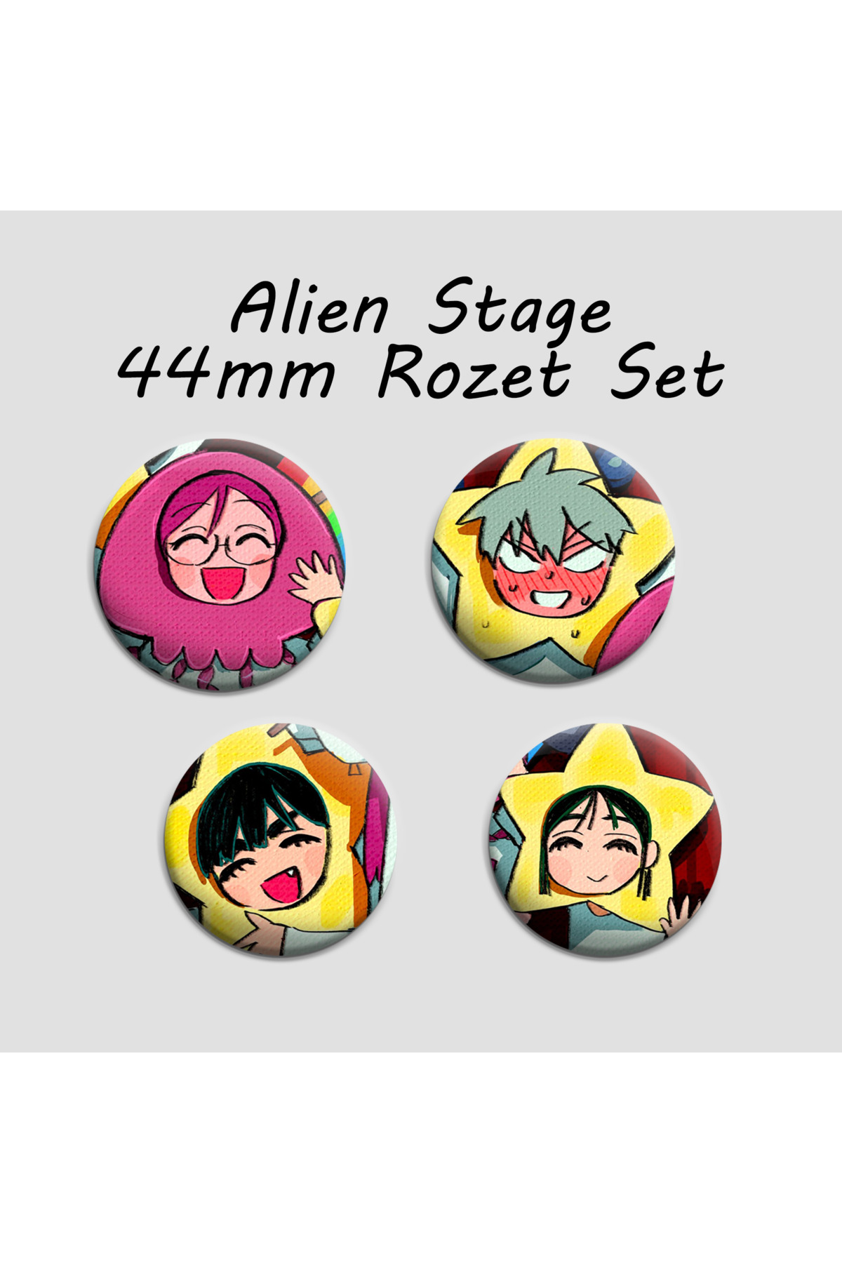 Alien Stage 4 adet 44mm arkası iğneli metal rozet - Ivan Till Luka Hyuna Sua