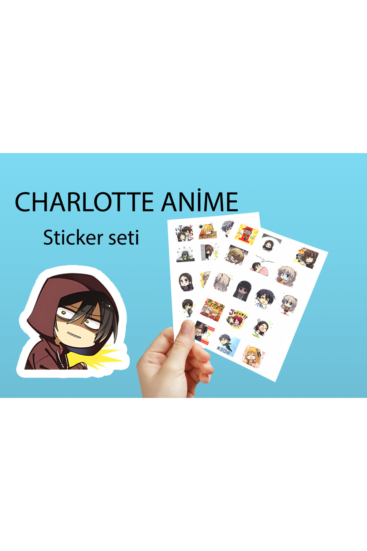 Charlotte Sticker Seti adet sticker 3 cm - Anime Sticker seti