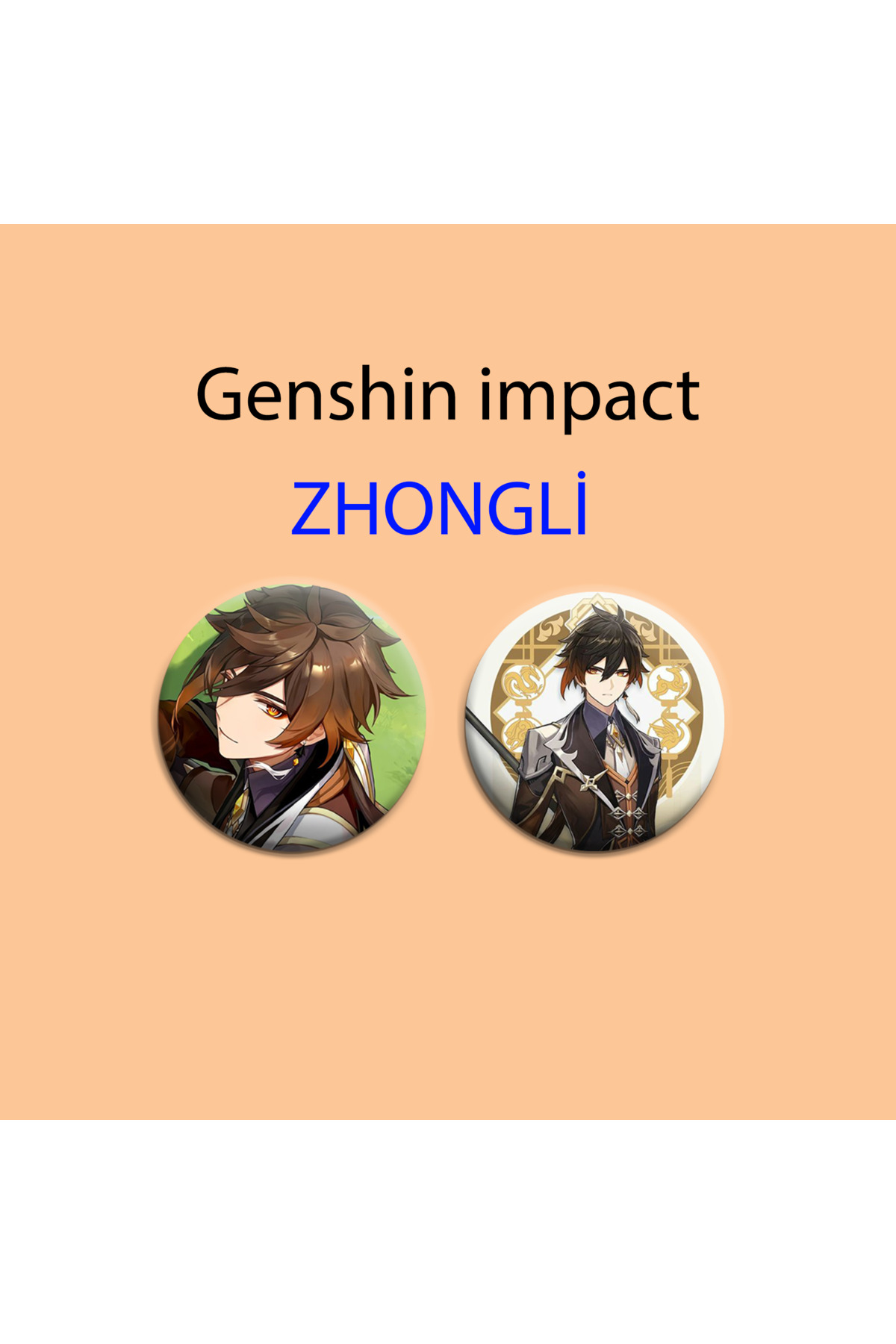 Genshin impact Zhongli 2li Çanta Süsü Rozet-İğneli Buton Rozet Seti