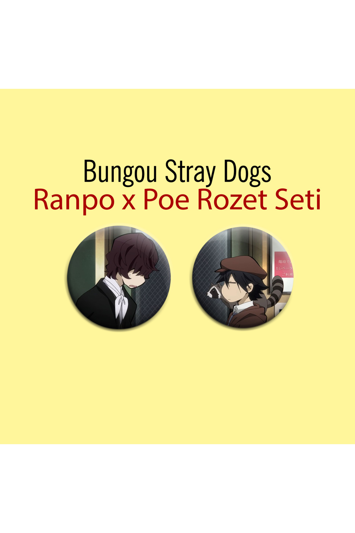 Bungou Stray Dogs Ranpo x Poe 2li Çanta Süsü Rozet-İğneli Buton Rozet Seti