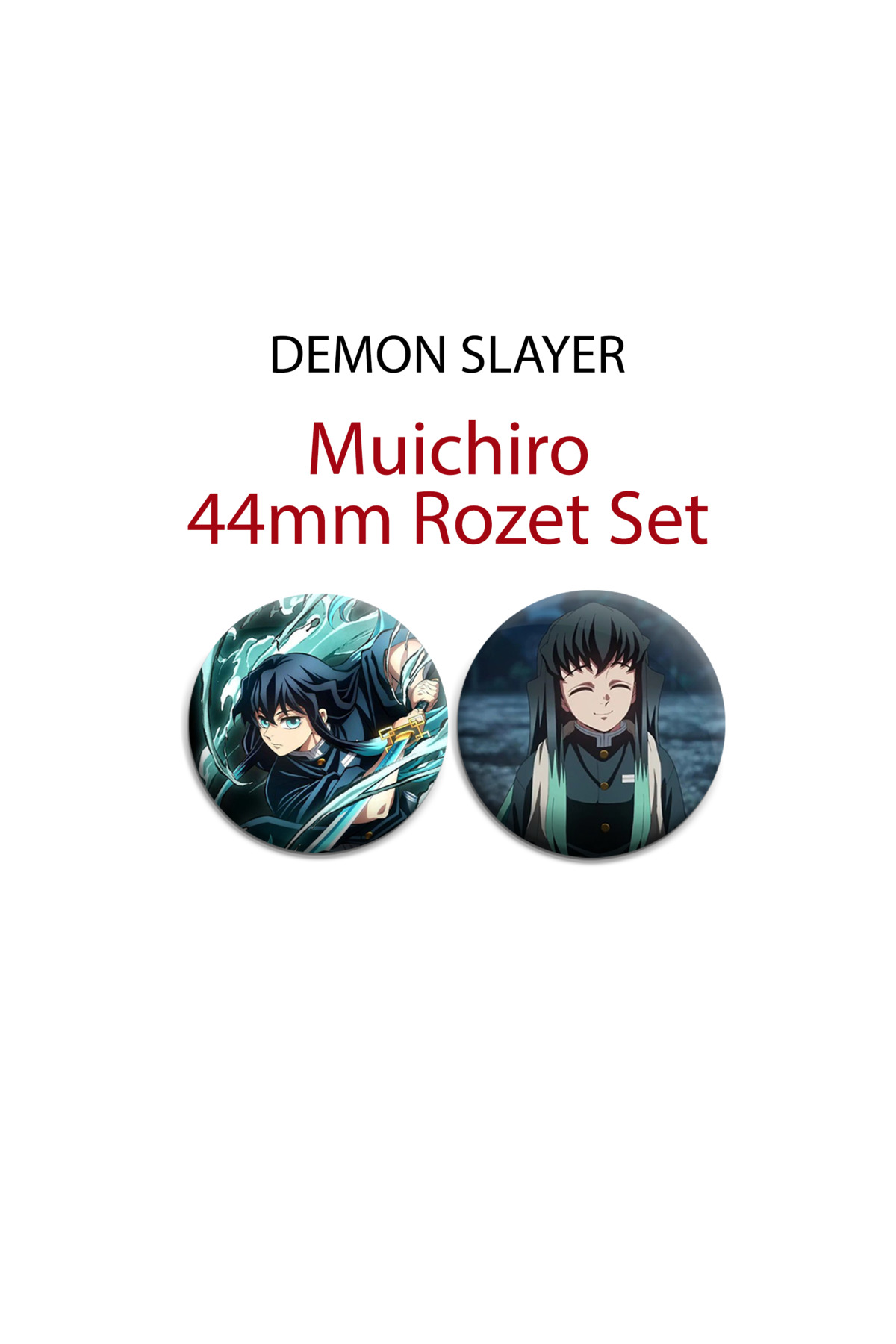 Demon Slayer Muichiro Tokito 44mm 2 ADET ROZET SET - Kimetsu No Yaiba