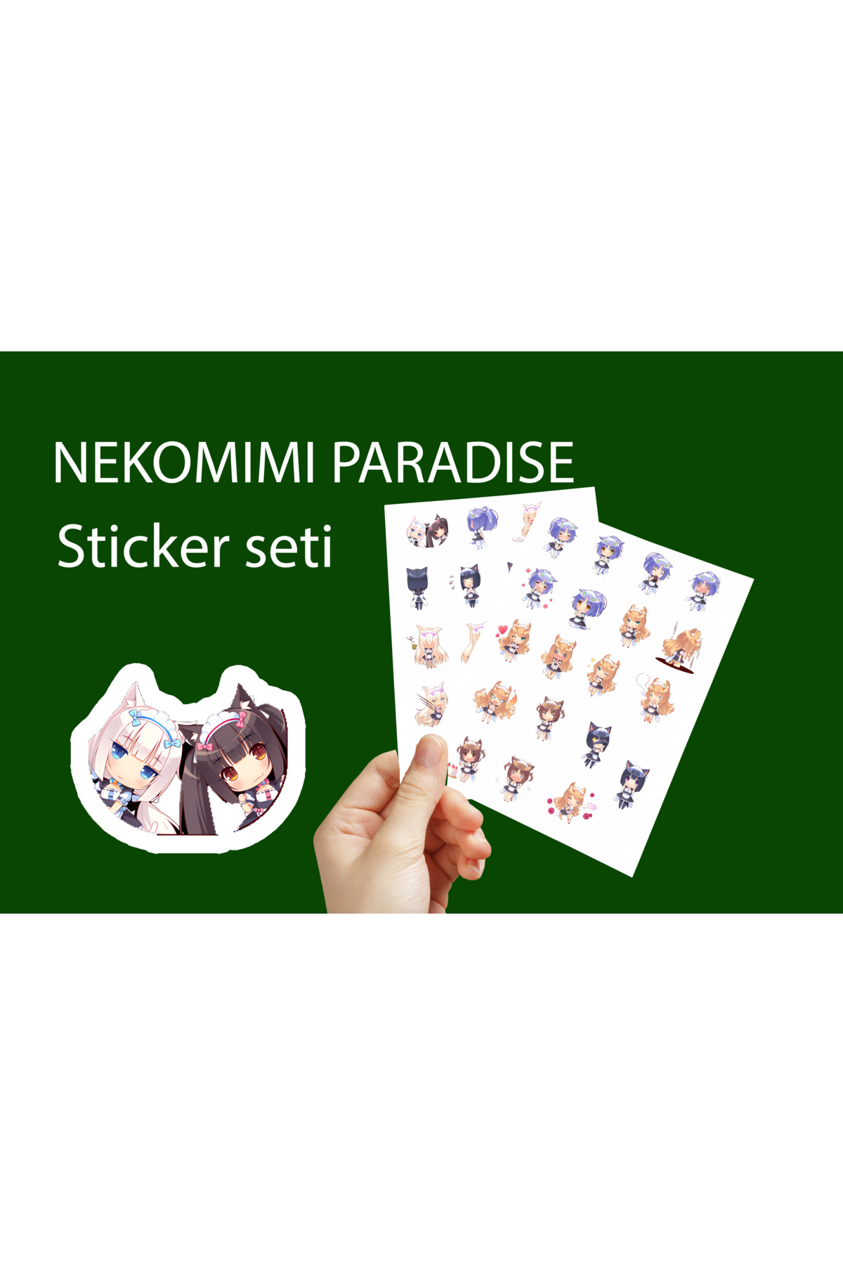 Nekomimi Paradise Sticker Seti adet 3 cm - Anime Sticker seti