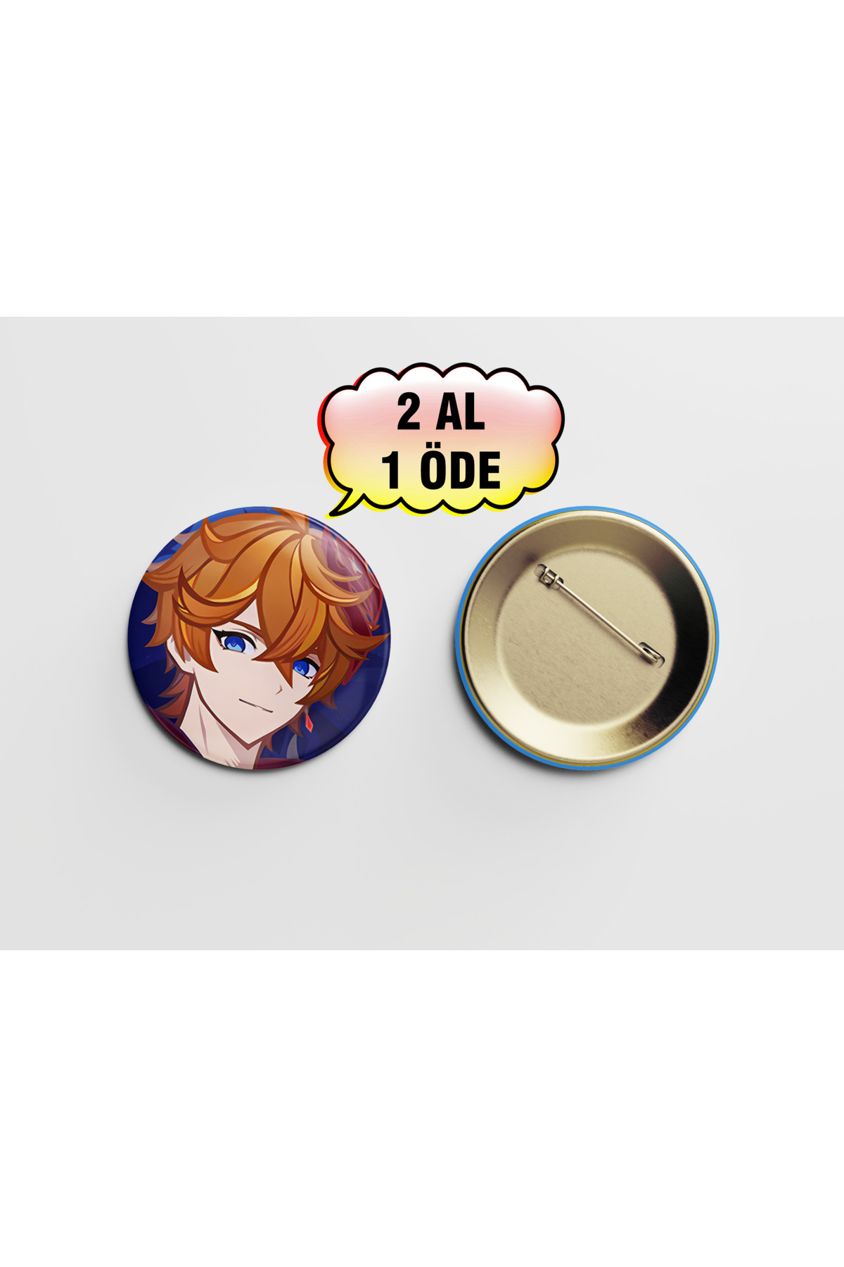 Genshin Childe Tartaglia 1 adet 44mm Arkası İğneli Buton Rozet - Anime