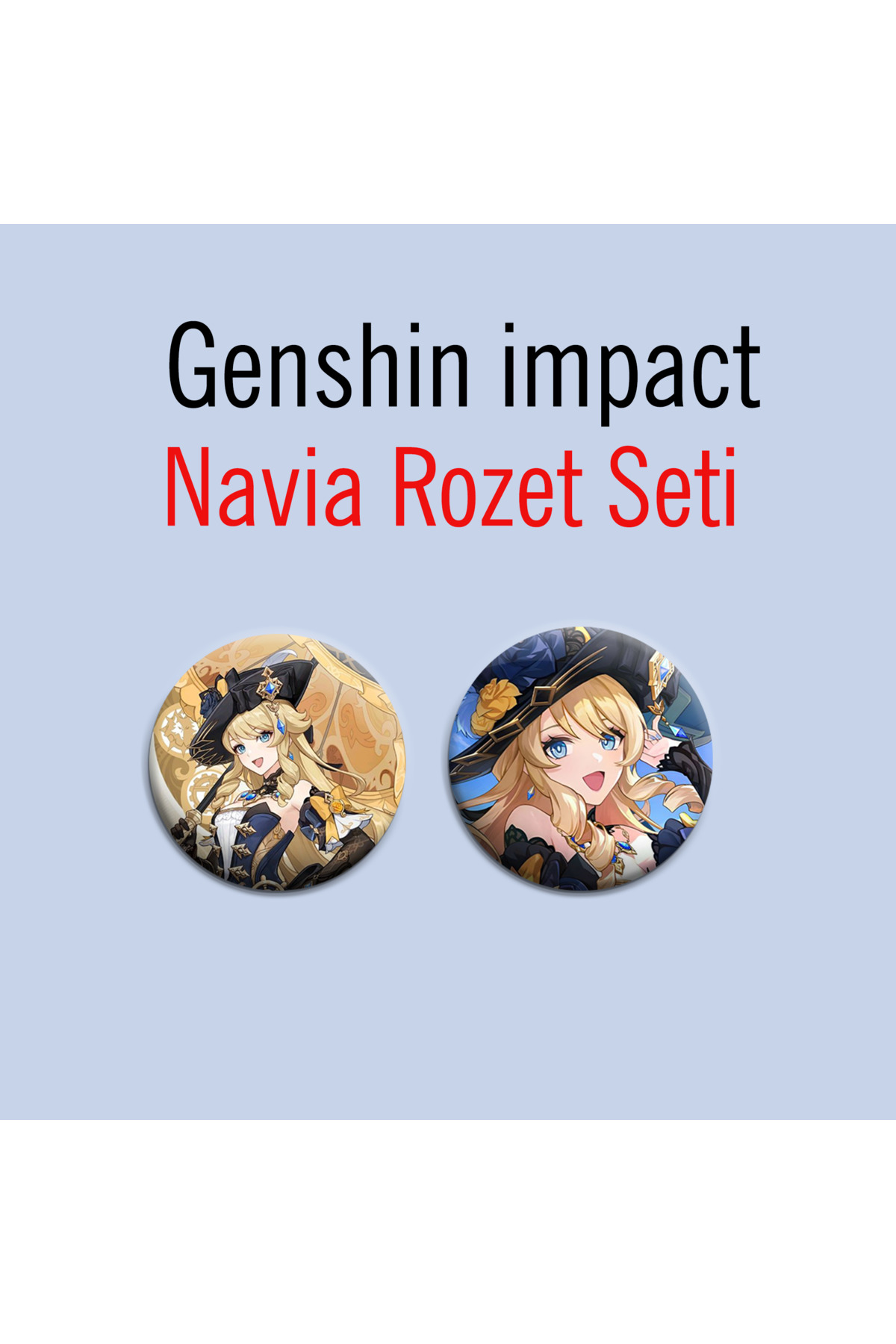 Genshin impact Navia 2li Çanta Süsü Rozet-İğneli Buton Rozet Seti
