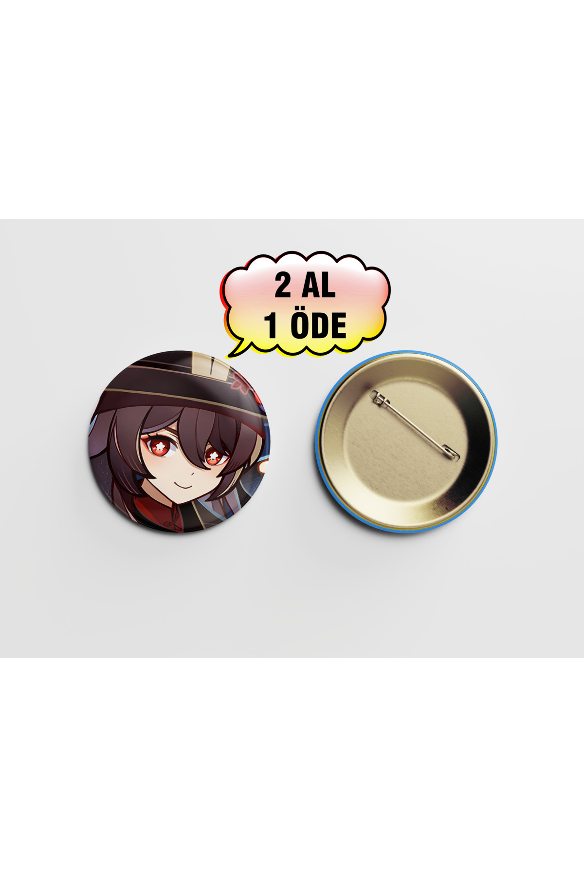 Genshin Hu Tao 1 adet 44mm Arkası İğneli Buton Rozet - Anime