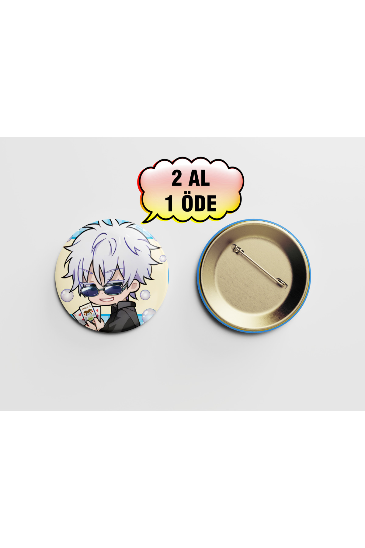 Jujutsu Kaisen Satoru Gojo Sevimli 1 adet 44mm Arkası İğneli Buton Rozet