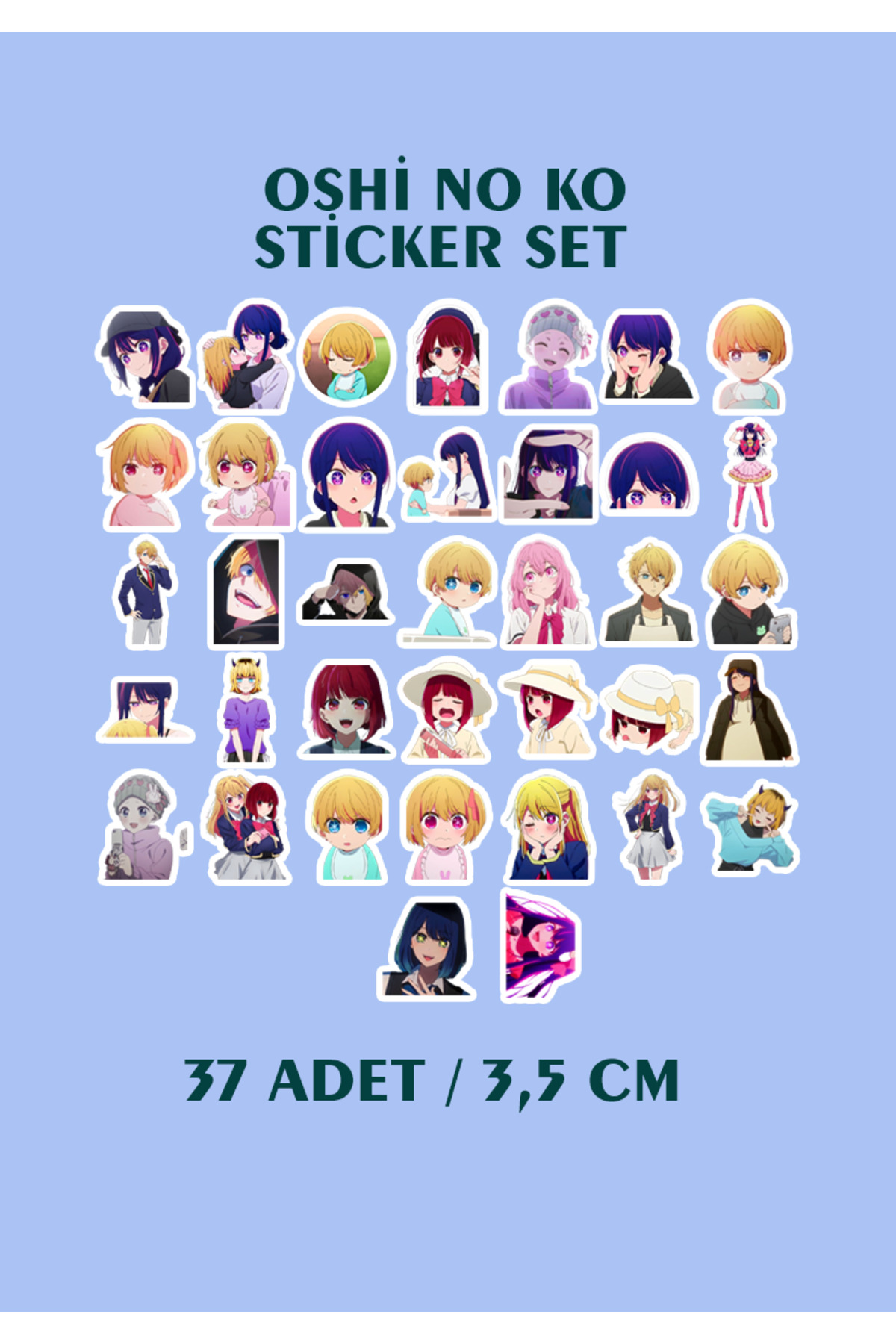 Oshi No Ko Sticker seti 37 adet - Anime Sticker - Parlak Sticker