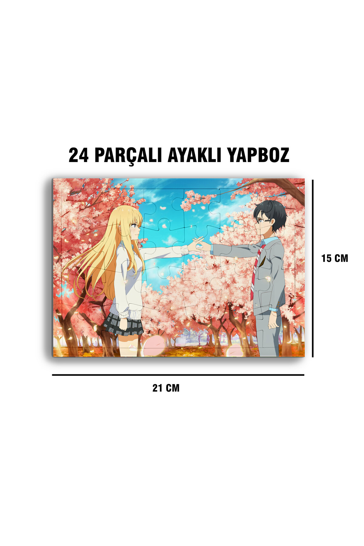 Your Lie in April Kousei Arima Kaori Miyazono Çerçeve Puzzle - A5 - 24 parçalı ayaklı yapboz