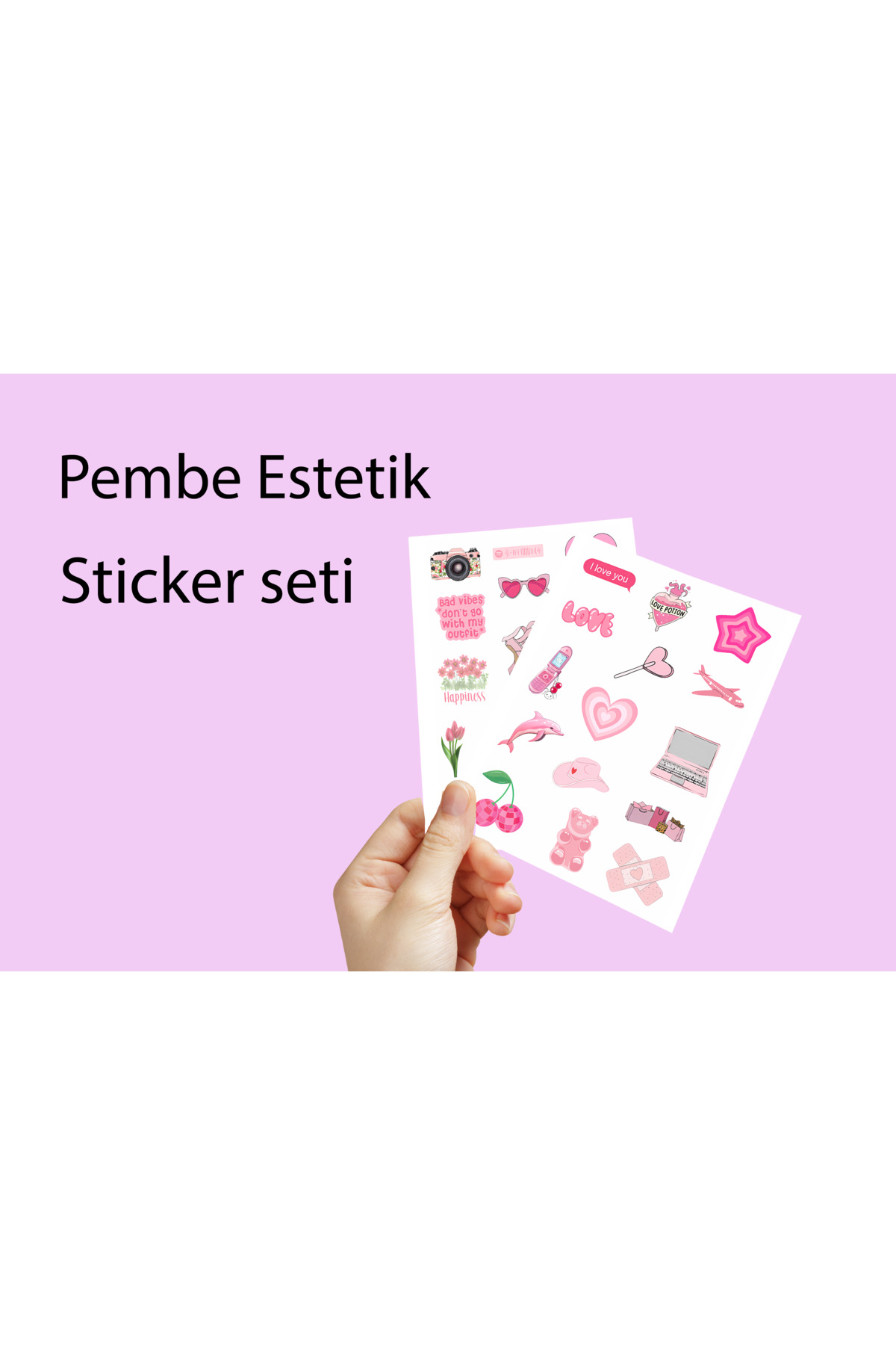 Vsco Pembe Pink Aesthetic Planner Bullet Journal Laptop Notebook Sticker Set 3,5cm - 30 adet