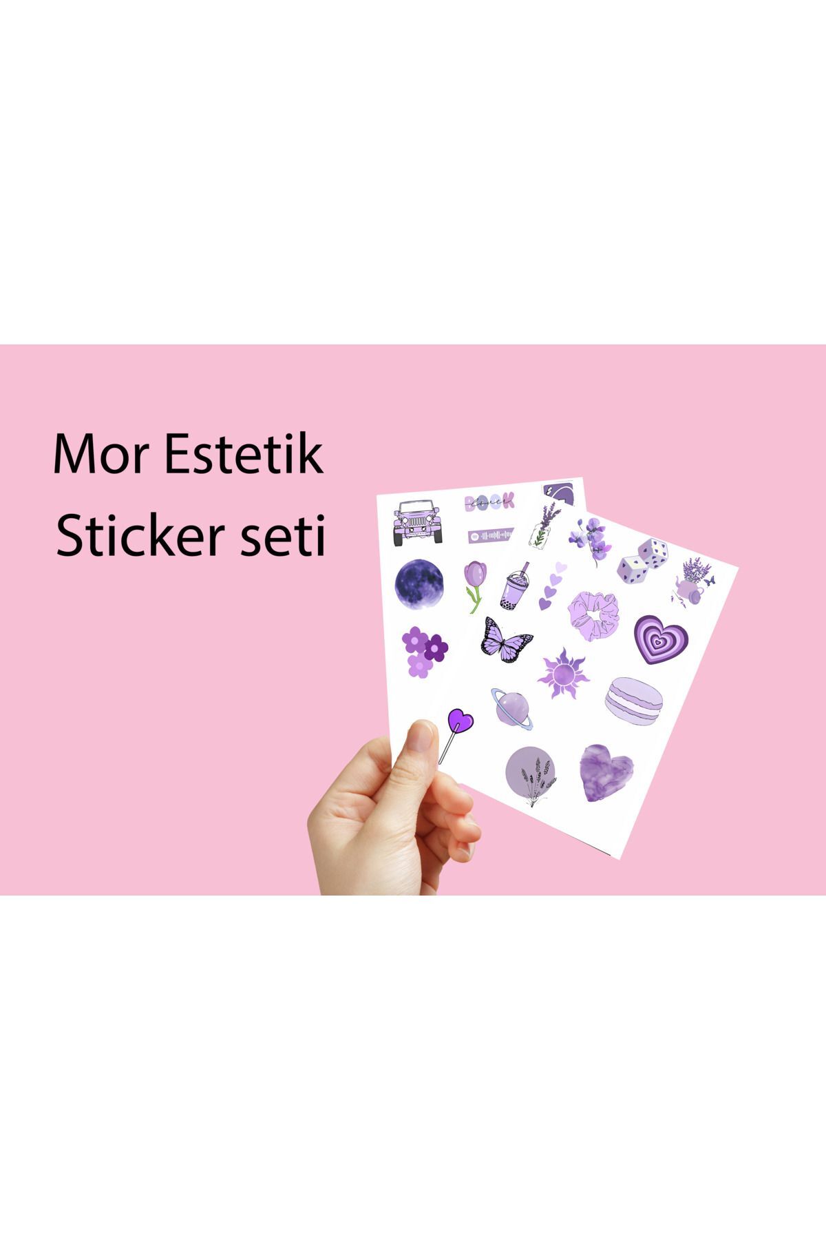 Vsco Mor Purple Aesthetic Planner Bullet Journal Laptop Sticker Set 3,5cm - 30 adet