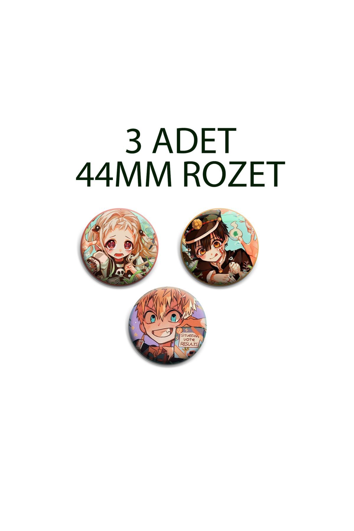Toilet-bound Hanako-kun 3 adet Rozet Seti 44MM - İğneli Buton Rozet