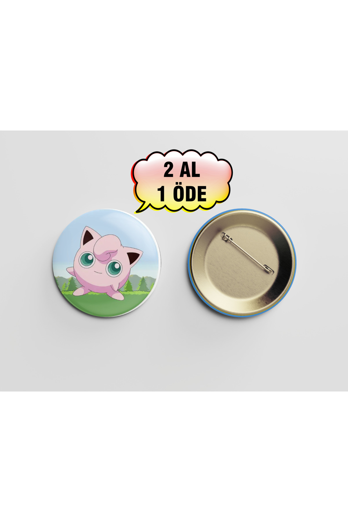 Pokemon Jiggly Puff 44m İğneli Buton Rozet - Anime