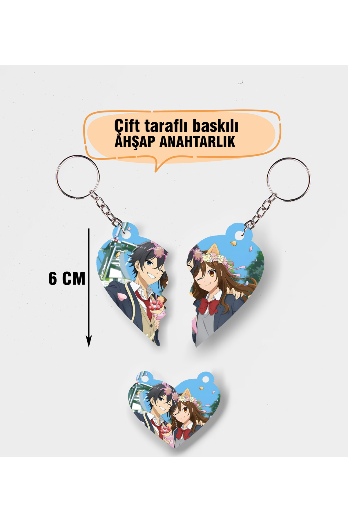 Horimiya Miyamura ve Hori Kalpli Çift Anahtarlığı - Parlak İkili anahtarlık - Anime anahtarlık