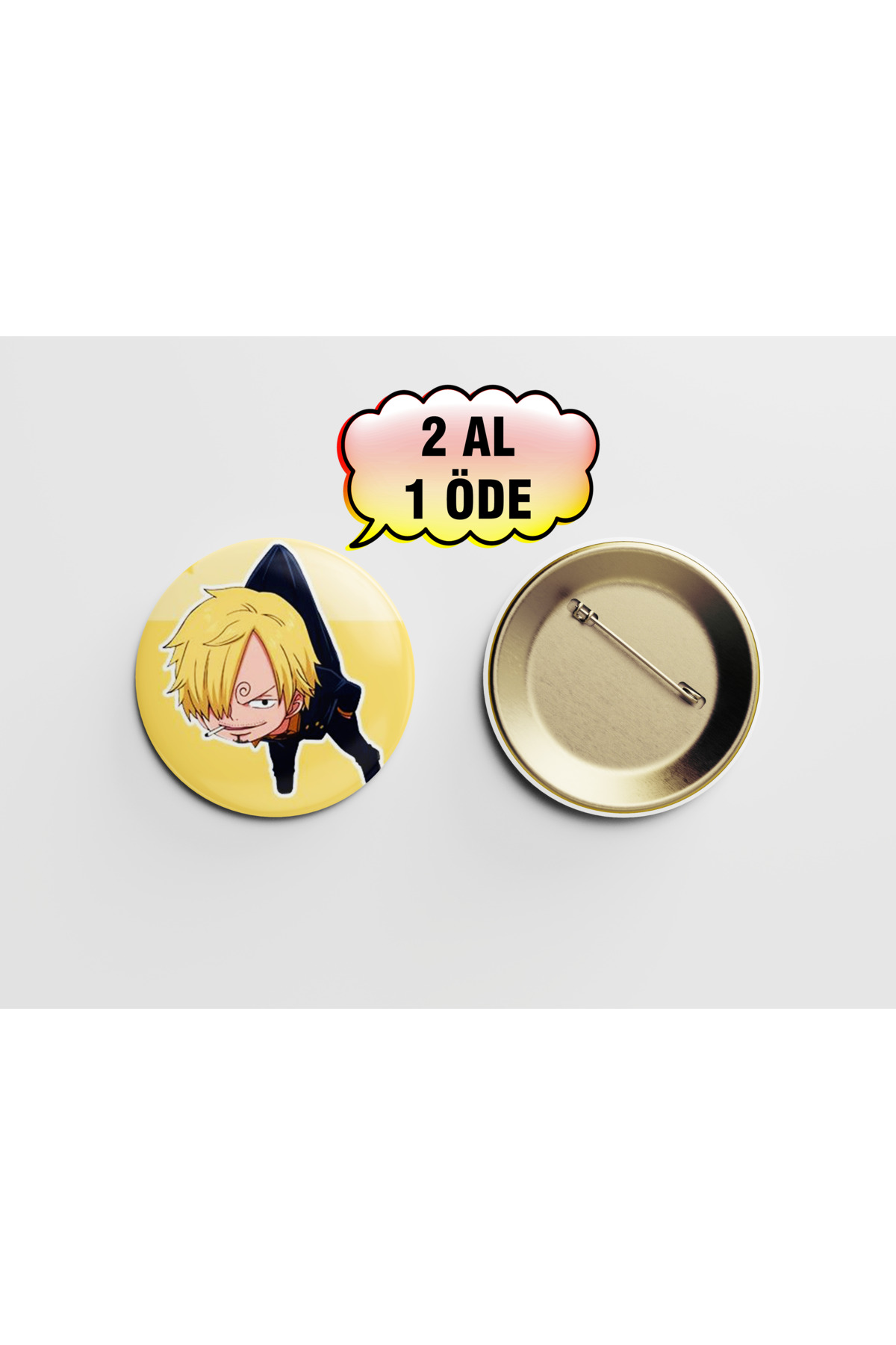 One Piece Sanji Sevimli 1 adet 44mm Arkası İğneli Buton Rozet