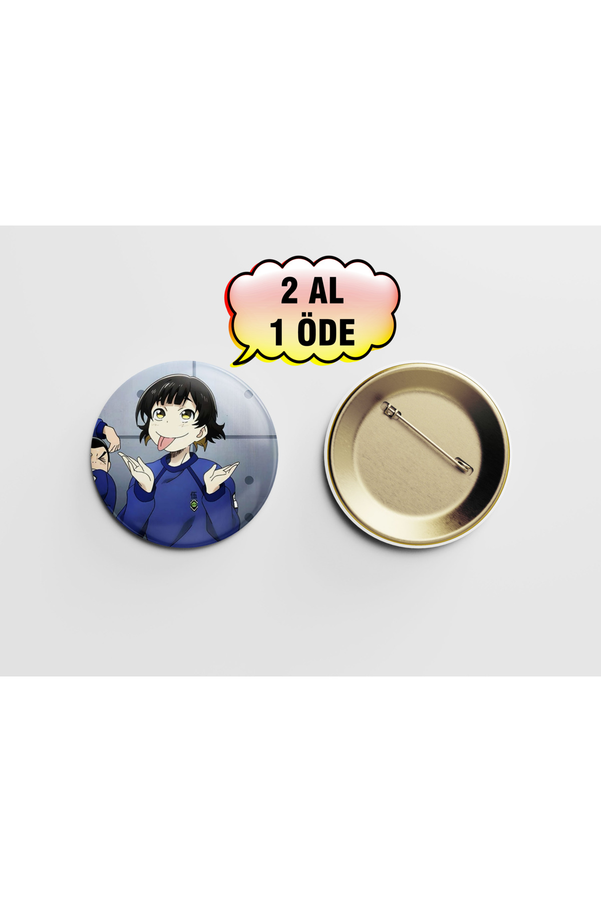 Blue Lock Meguru Bachira Sevimli 1 adet 44mm Arkası İğneli Buton Rozet