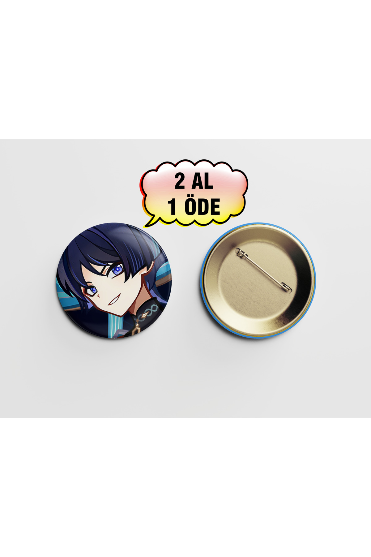 Genshin Scaramouche Avare Wanderer 1 adet 44mm Arkası İğneli Buton Rozet - Anime
