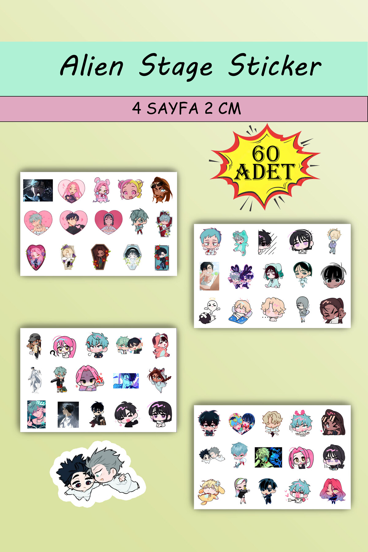Alien Stage Sticker Seti - 60 adet - Ivan Till Luka Hyuna Sua