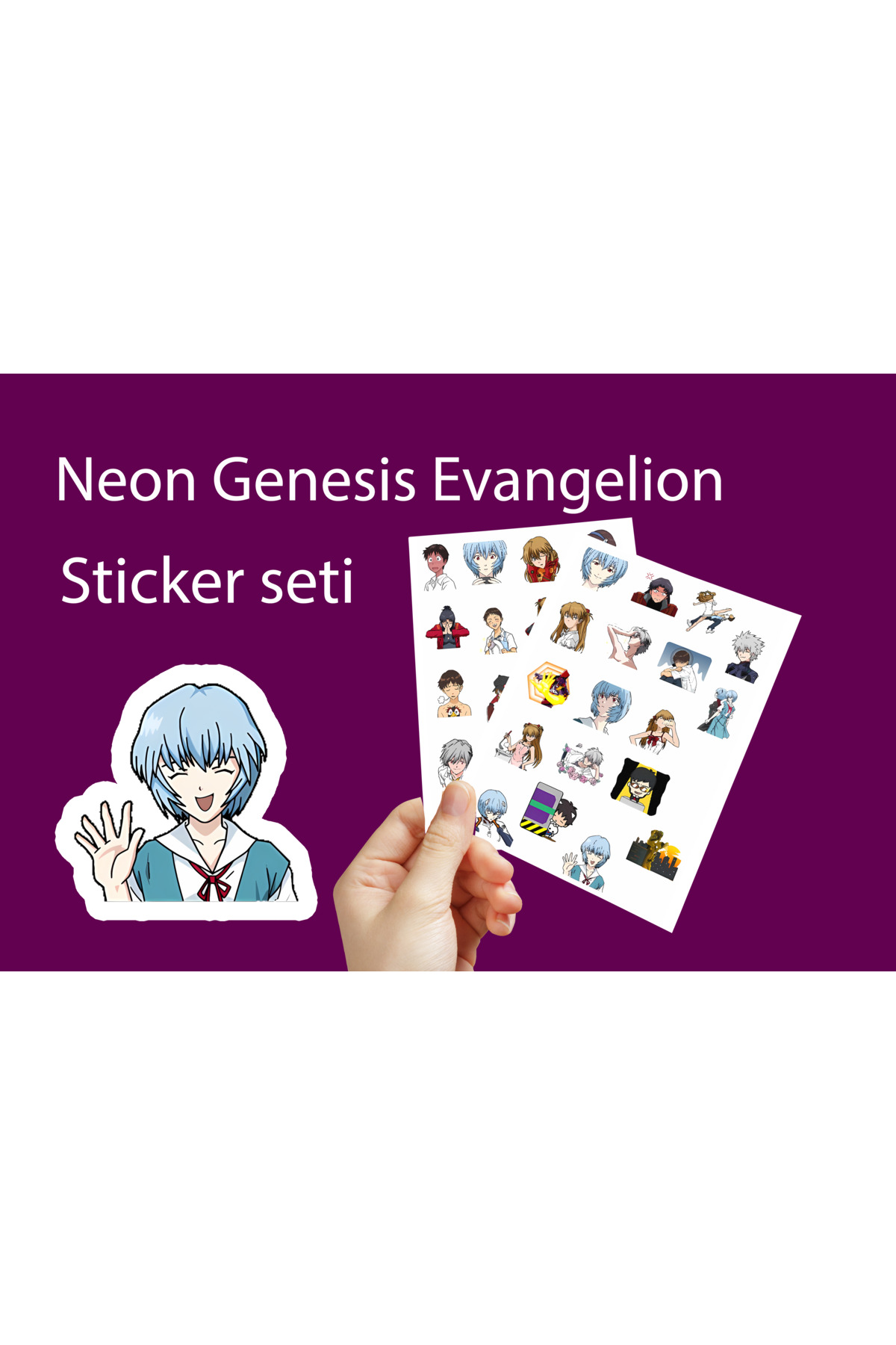 Neon Genesis Evangelion Sticker Seti adet sticker 3 cm - Anime Sticker seti