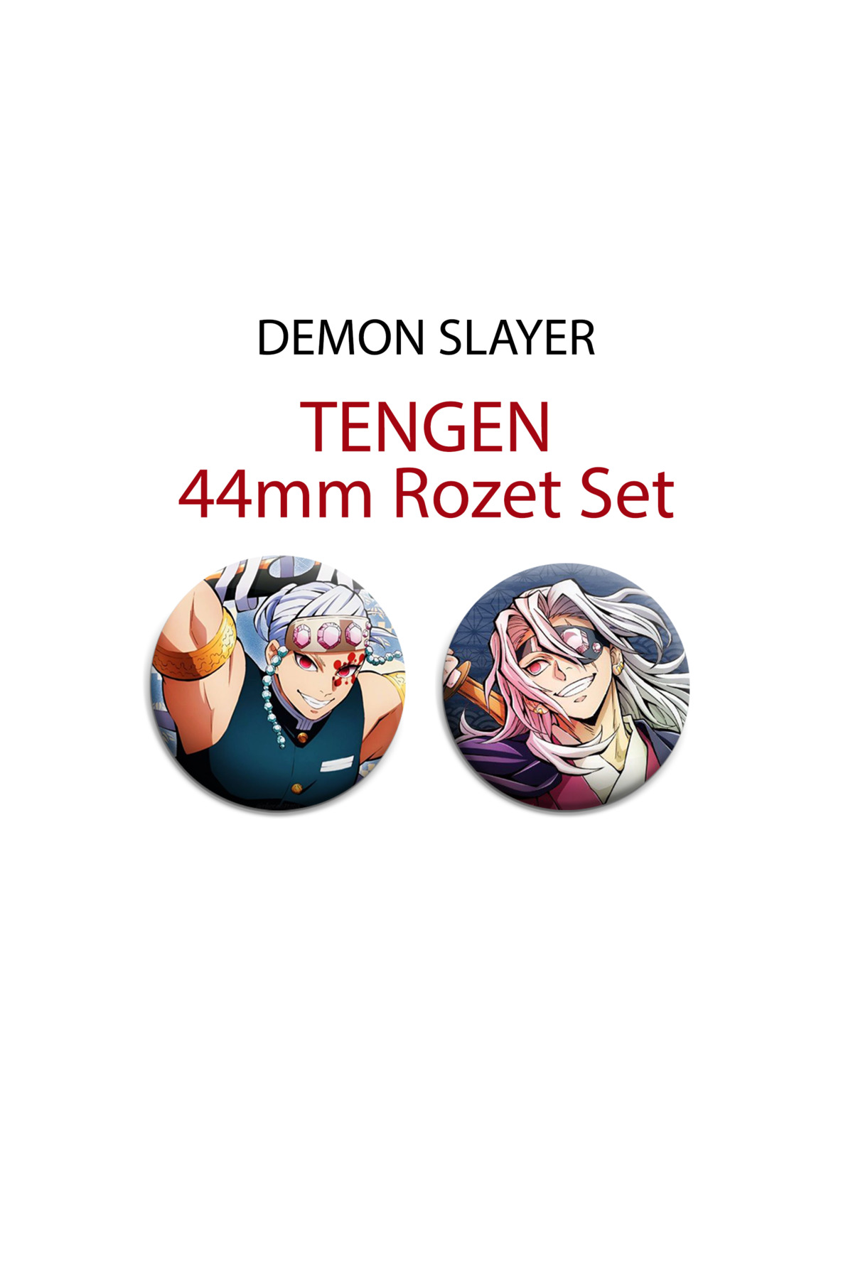 Demon Slayer Tengen Uzui 44mm 2 ADET ROZET SET - Kimetsu No Yaiba