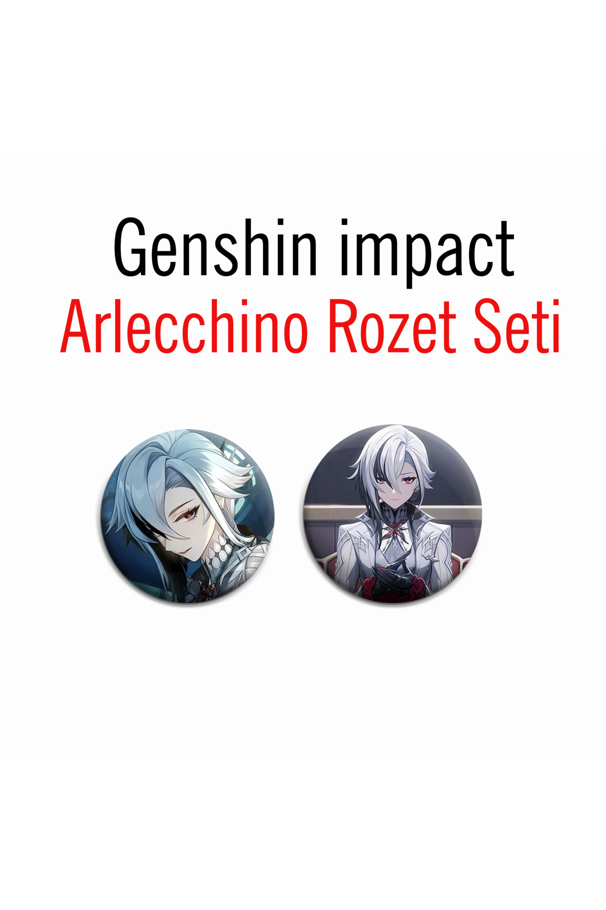 Genshin impact Arlecchino 2li Çanta Süsü Rozet-İğneli Buton Rozet Seti