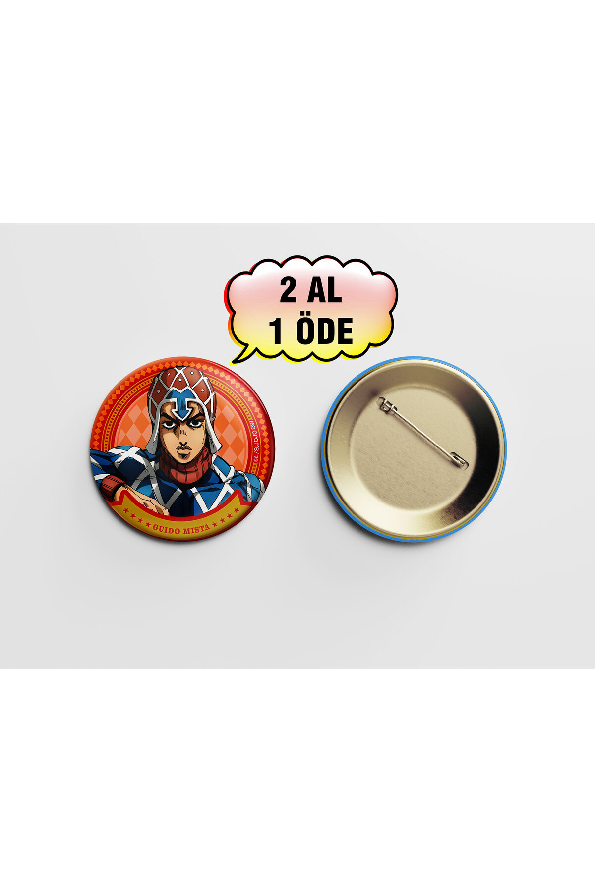 JoJo's Bizarre Adventure Guido Mista 1 adet 44mm Arkası İğneli Buton Rozet - Anime çanta ro