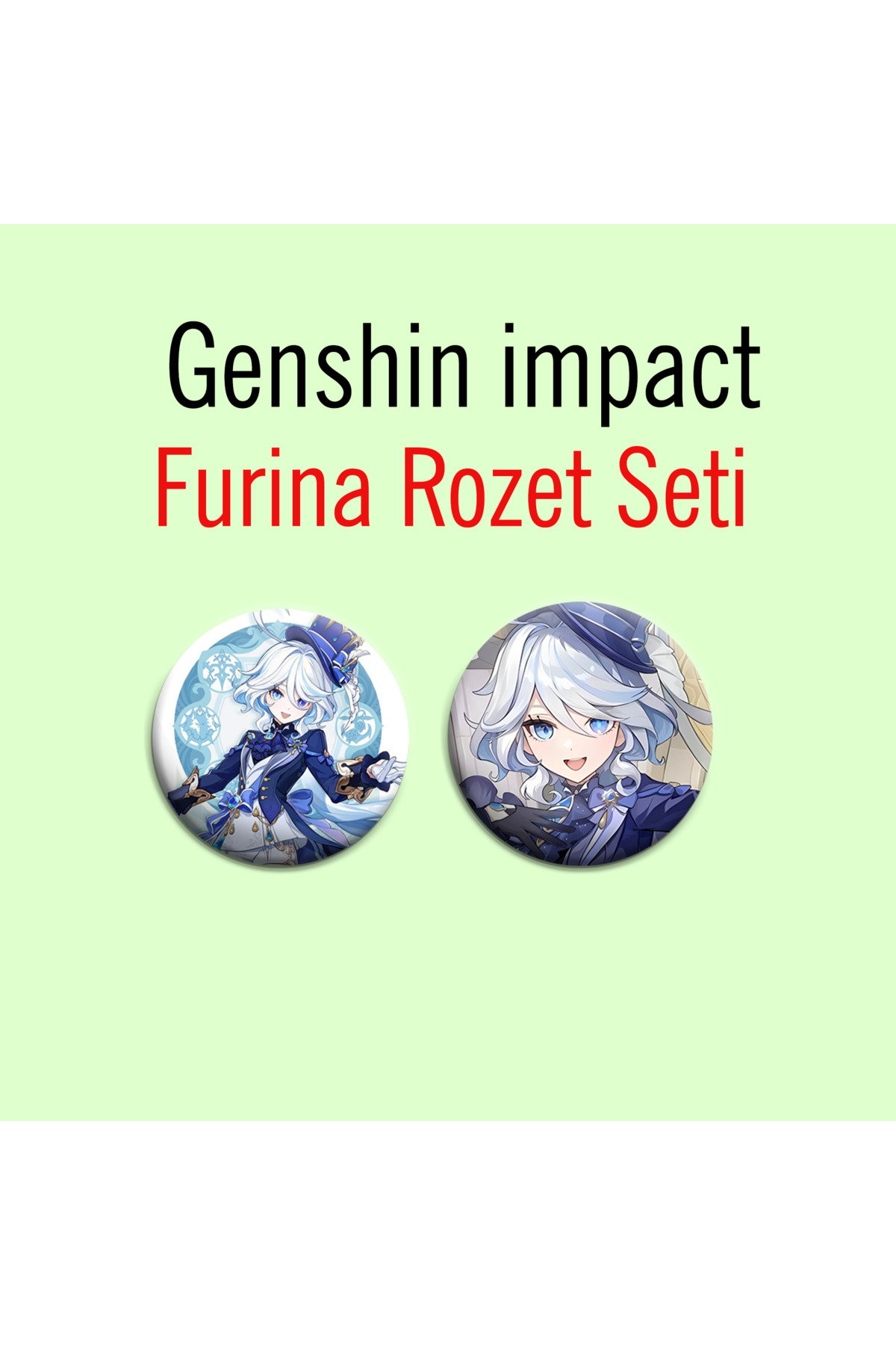 Genshin impact Furina 2li Çanta Süsü Rozet-İğneli Buton Rozet Seti