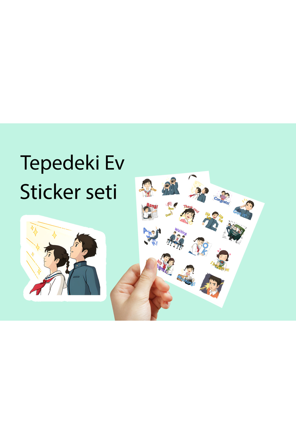 Studio Ghibli Tepedeki Ev Sticker Seti 24 adet - 3,5cm - Anime Sticker