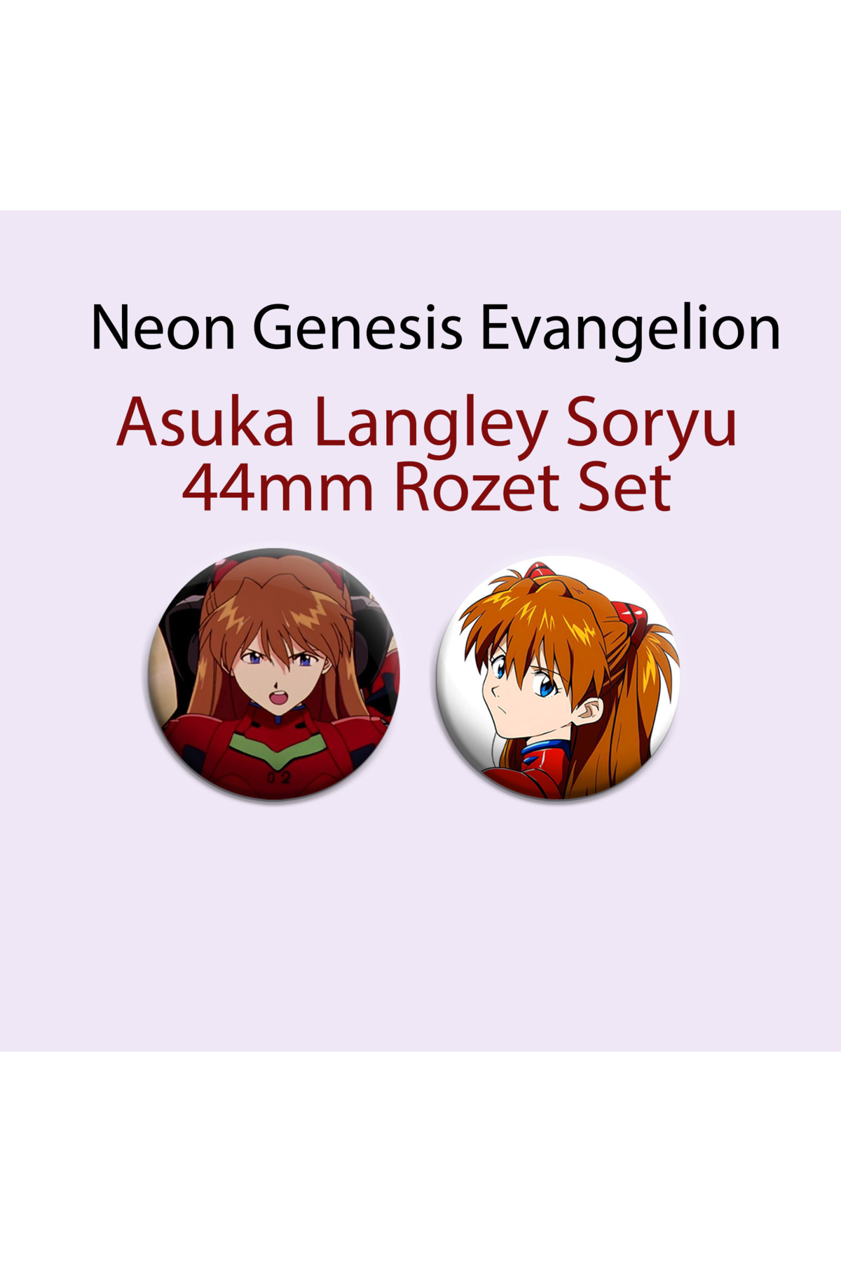 Neon Genesis Evangelion Asuka Langley Soryu 2 Adet 44mm Buton Rozet- Anime Rozet