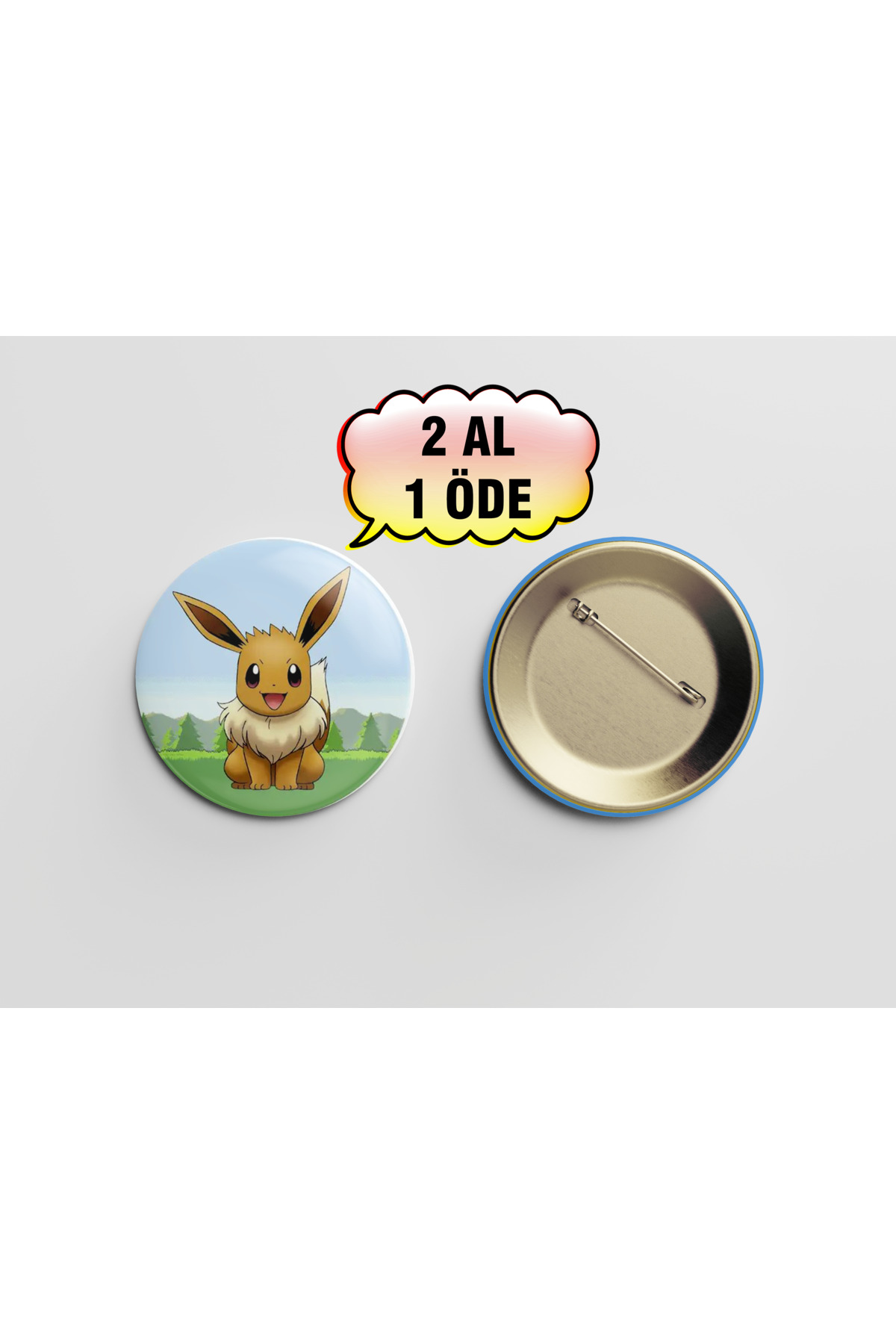 Pokemon Eevee 44m İğneli Buton Rozet - Anime