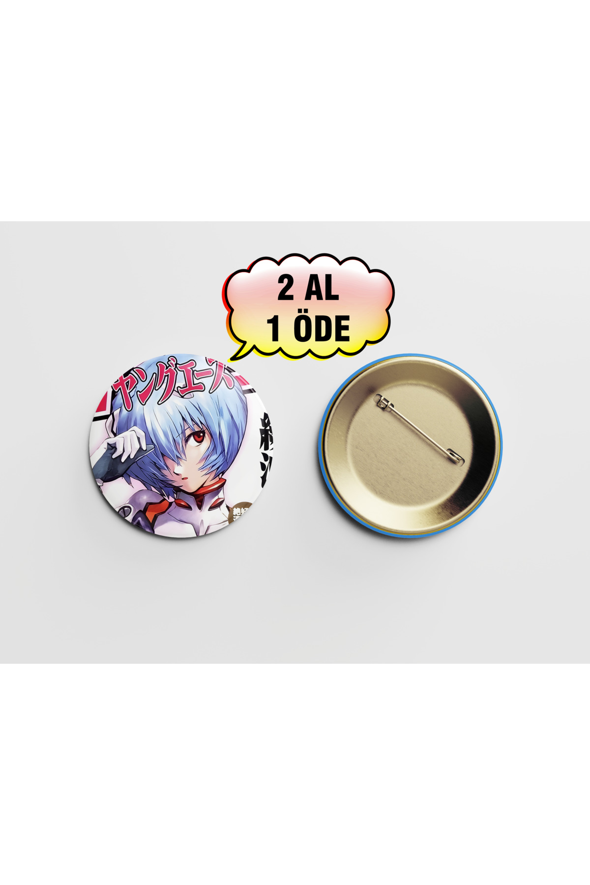 Neon Genesis Evangelion Rei Ayanami 1 adet 44mm buton rozet - anime rozet