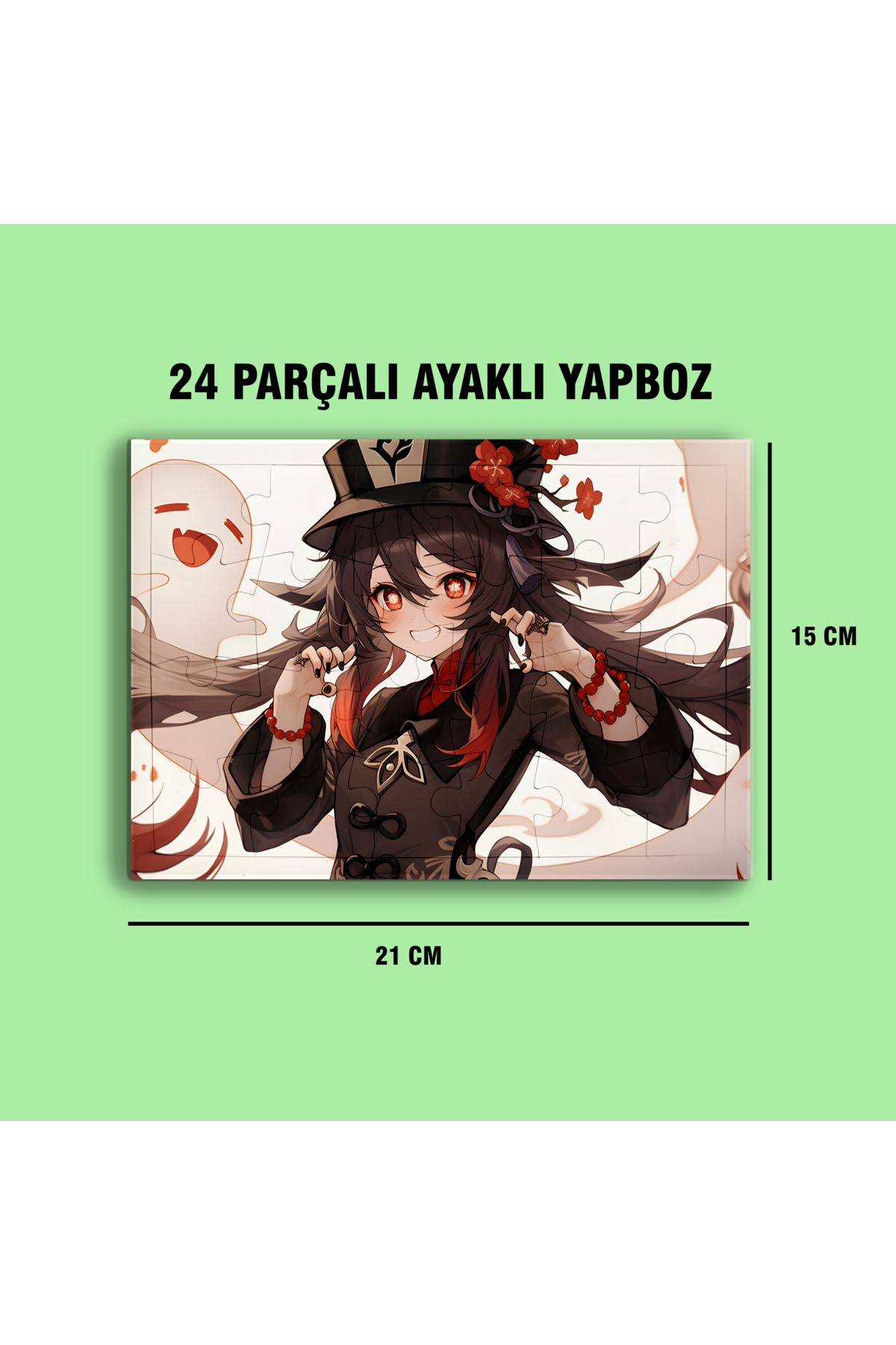 Genshin Hu Tao Ayaklı Puzzle Yapboz Çerçeve - A5 Boyutunda - Anime