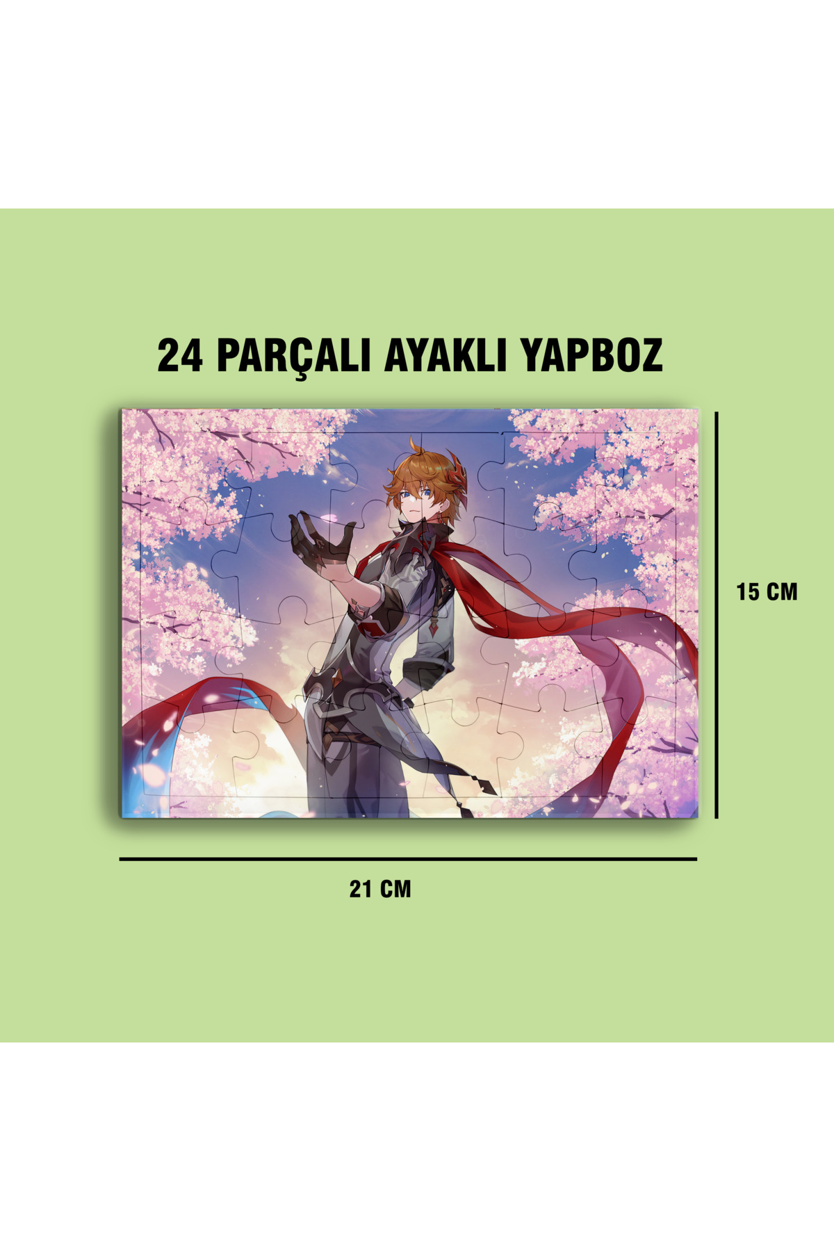 Genshin Childe (Tartaglia) Ayaklı Puzzle Yapboz Çerçeve - A5 Boyutunda - Anime