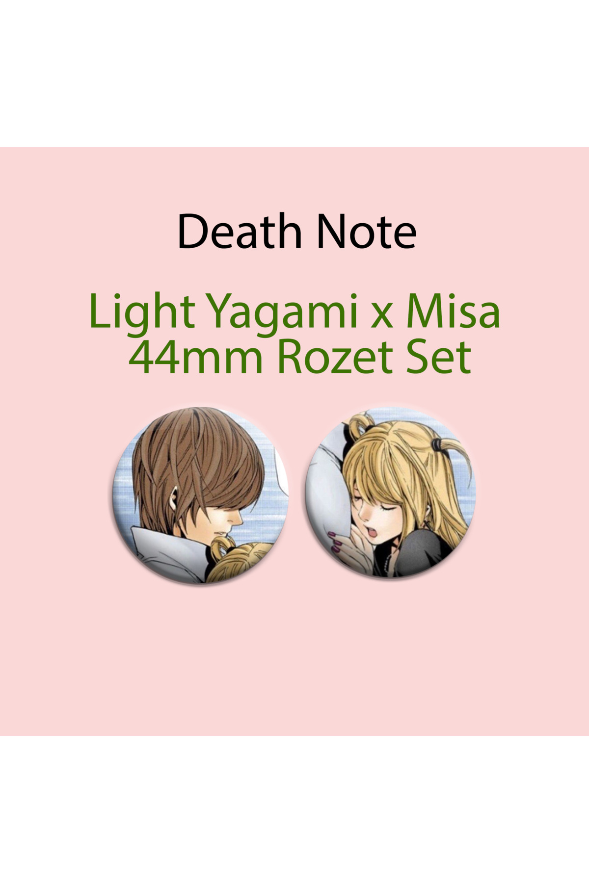 Death Note Light Yagami x Misa 2 adet 44mm buton rozet - Anime Rozet