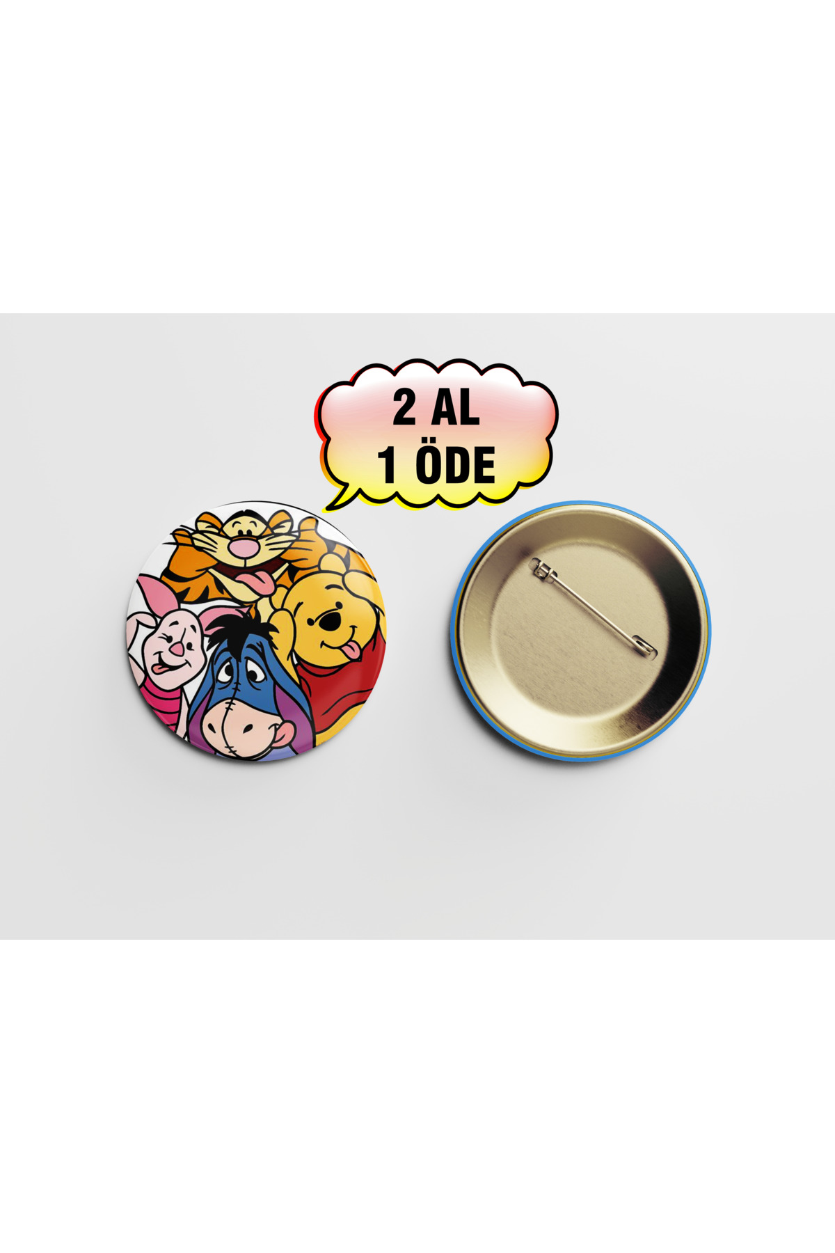 Winnie The Pooh 1 adet 44mm İğneli Metal Buton Rozet - Sevimli Rozet