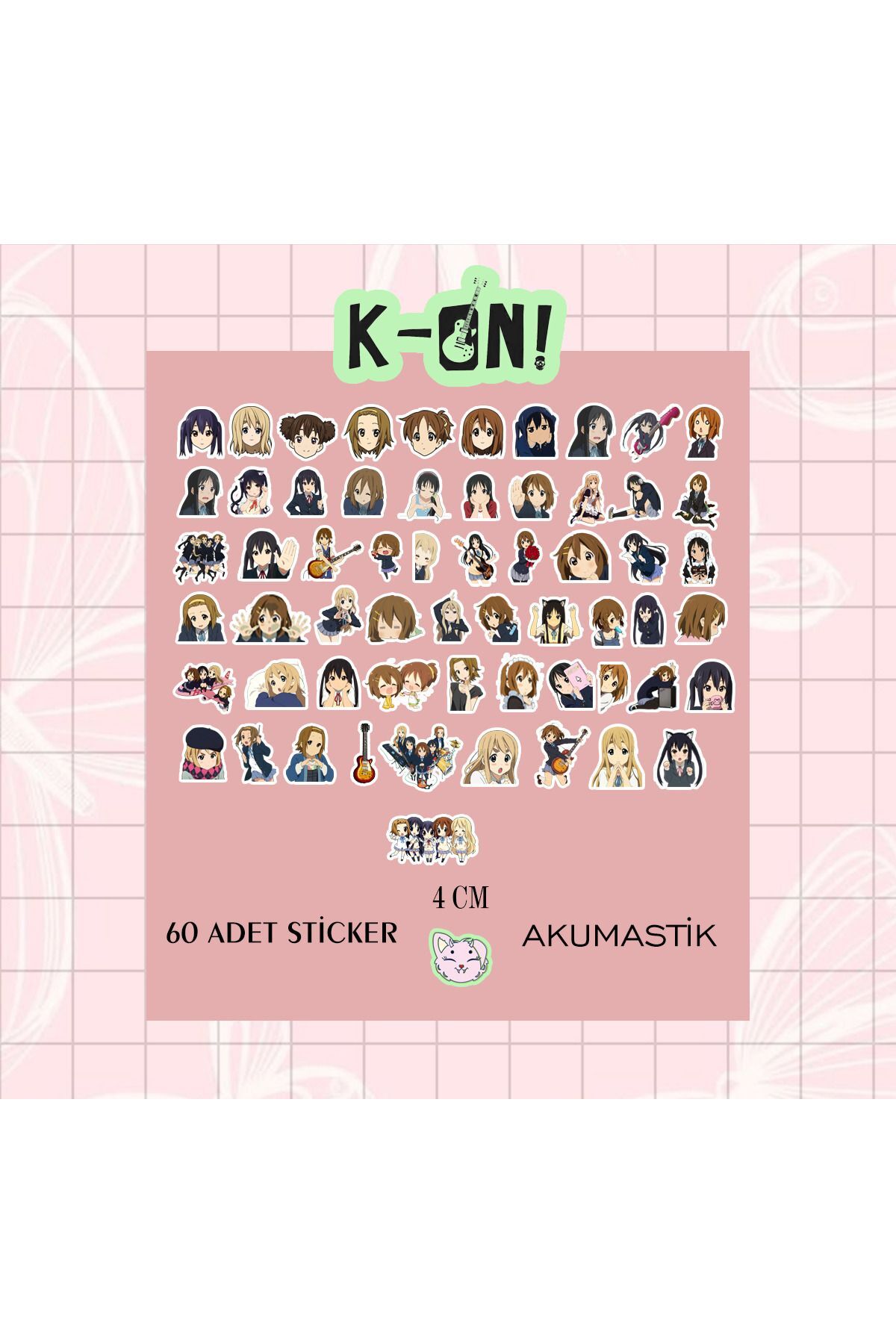 K-On! Sticker seti 60 adet - Anime sticker - Parlak sticker