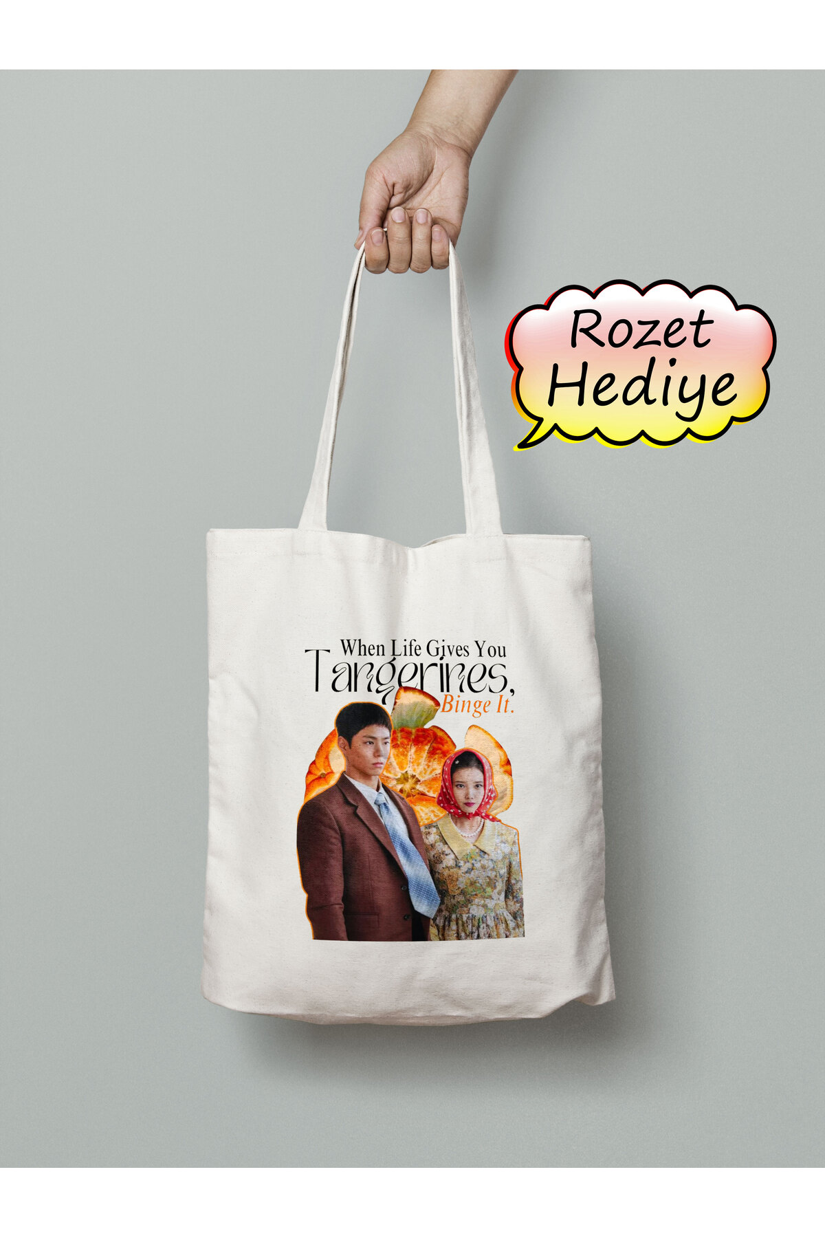 When Life Gives You Tangerines Kdrama Bez Çanta 35x40cm - Rozet Hediyeli
