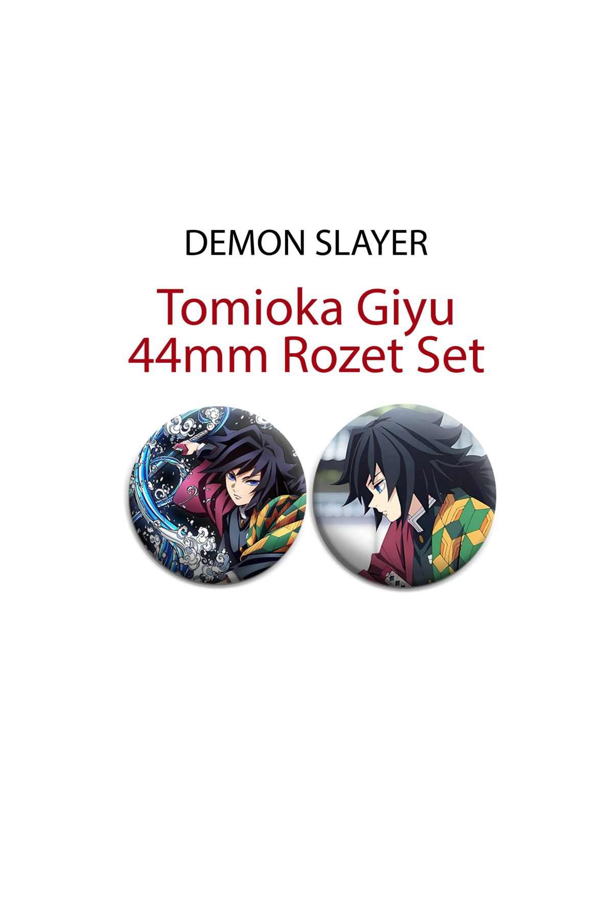 Demon Slayer Giyu Tomioka 44mm 2 ADET ROZET SET - Kimetsu No Yaiba