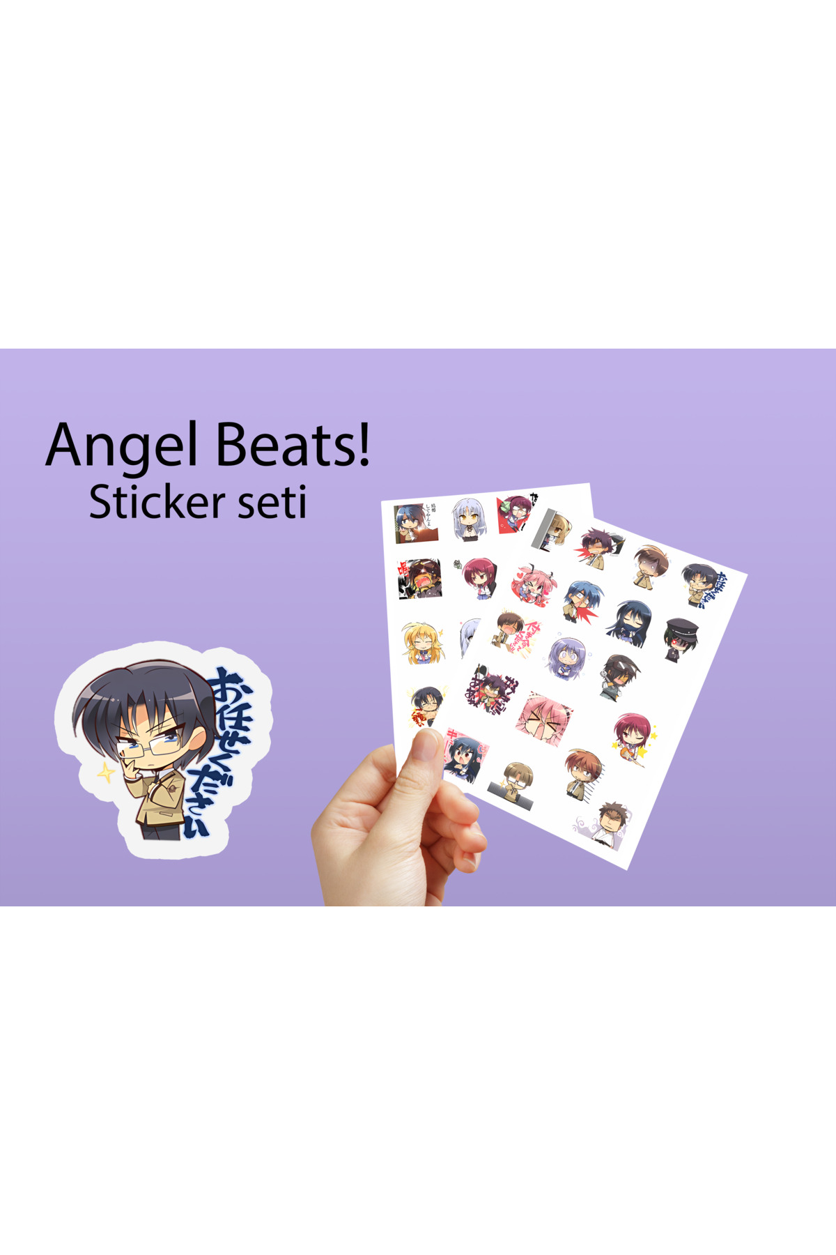 Angel Beats! Sticker Seti 3 cm - Anime Sticker seti