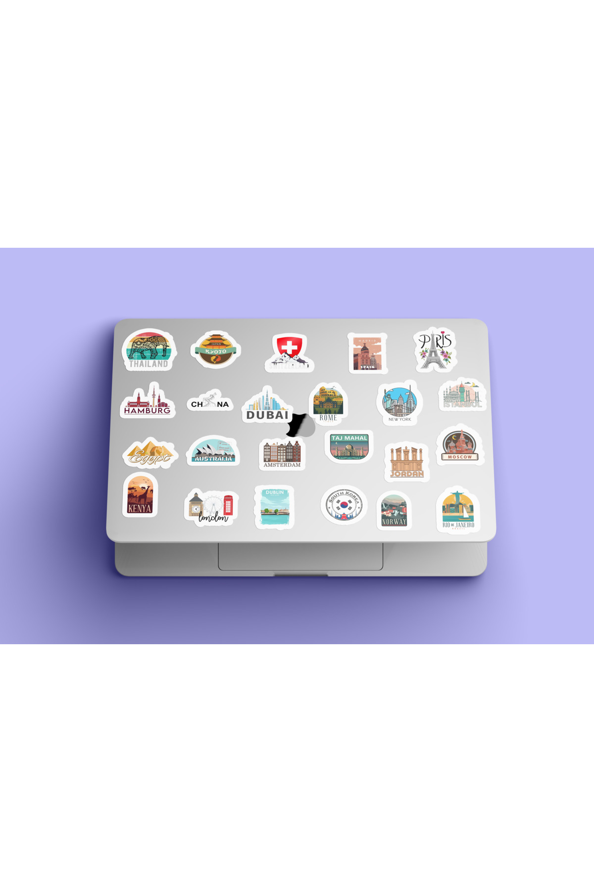 Travel Seyahat Laptop Notebook Tablet Sticker Seti 23 Adet 4,5 cm