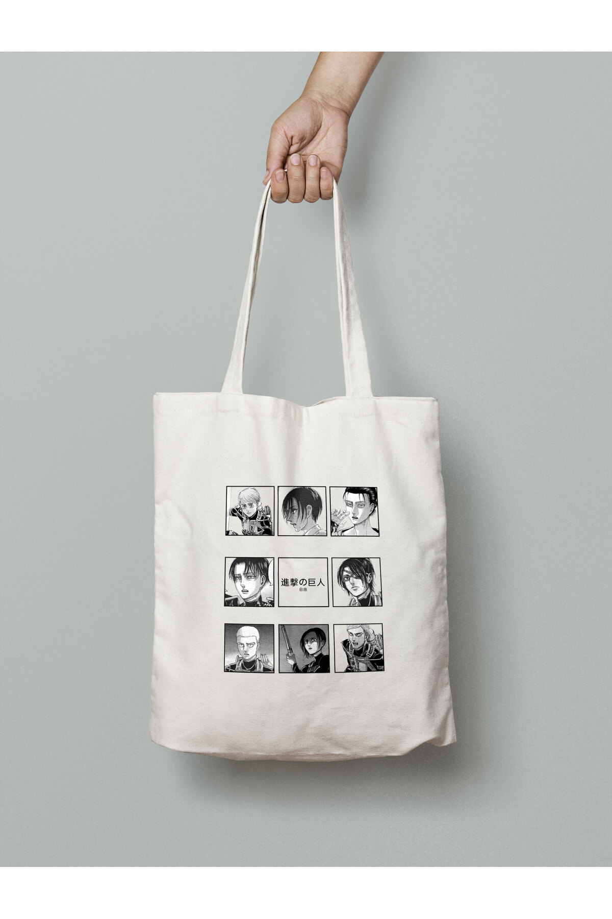 Attack On Titan Eren Mikasa Armin Bez Çanta 35x40cm - Anime Çanta - Tote Bag