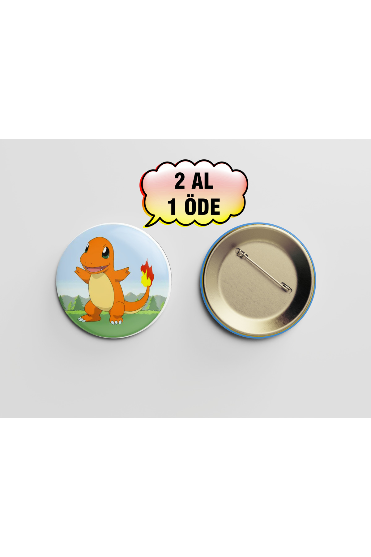 Pokemon Charmander 44m İğneli Buton Rozet - Anime