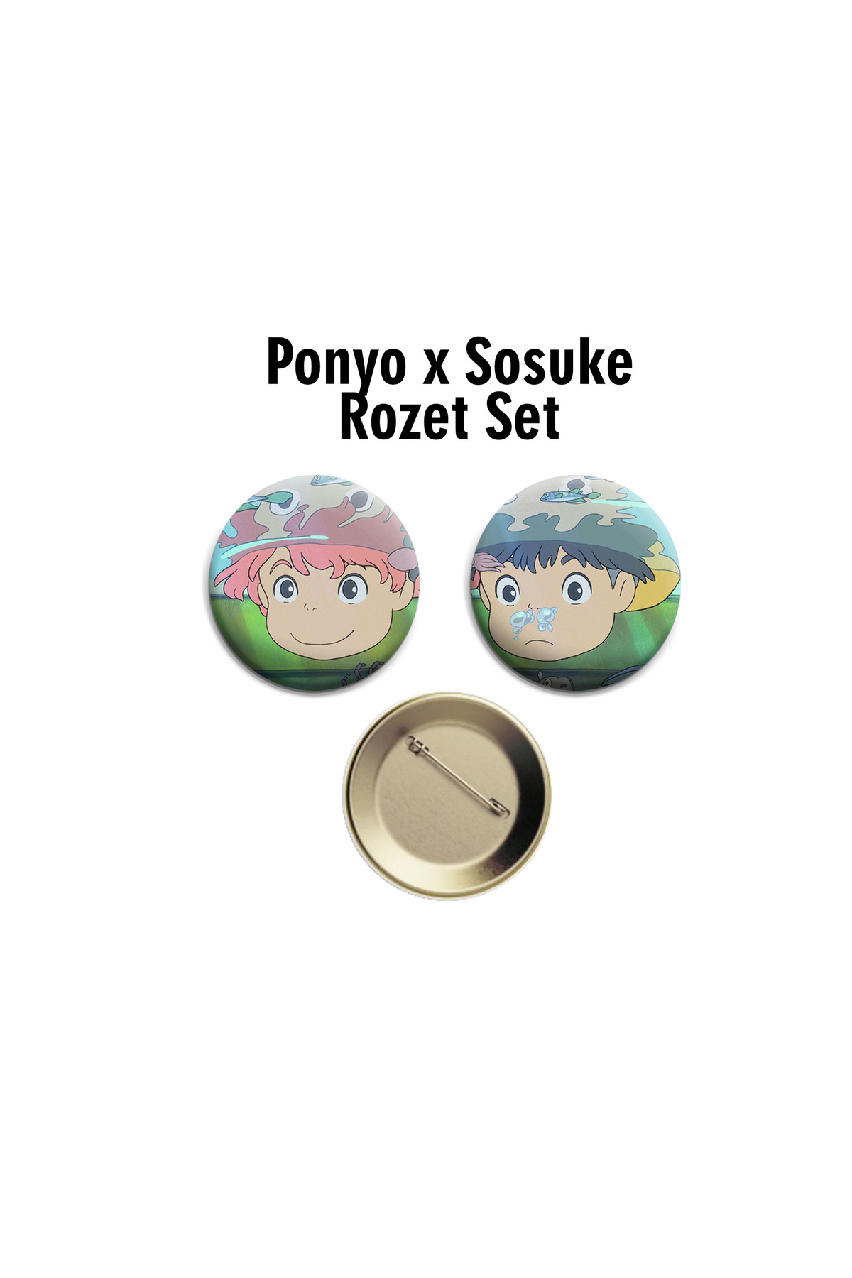 Studio Ghibli Ponyo 2 adet Rozet Seti 44MM - İğneli Buton Rozet