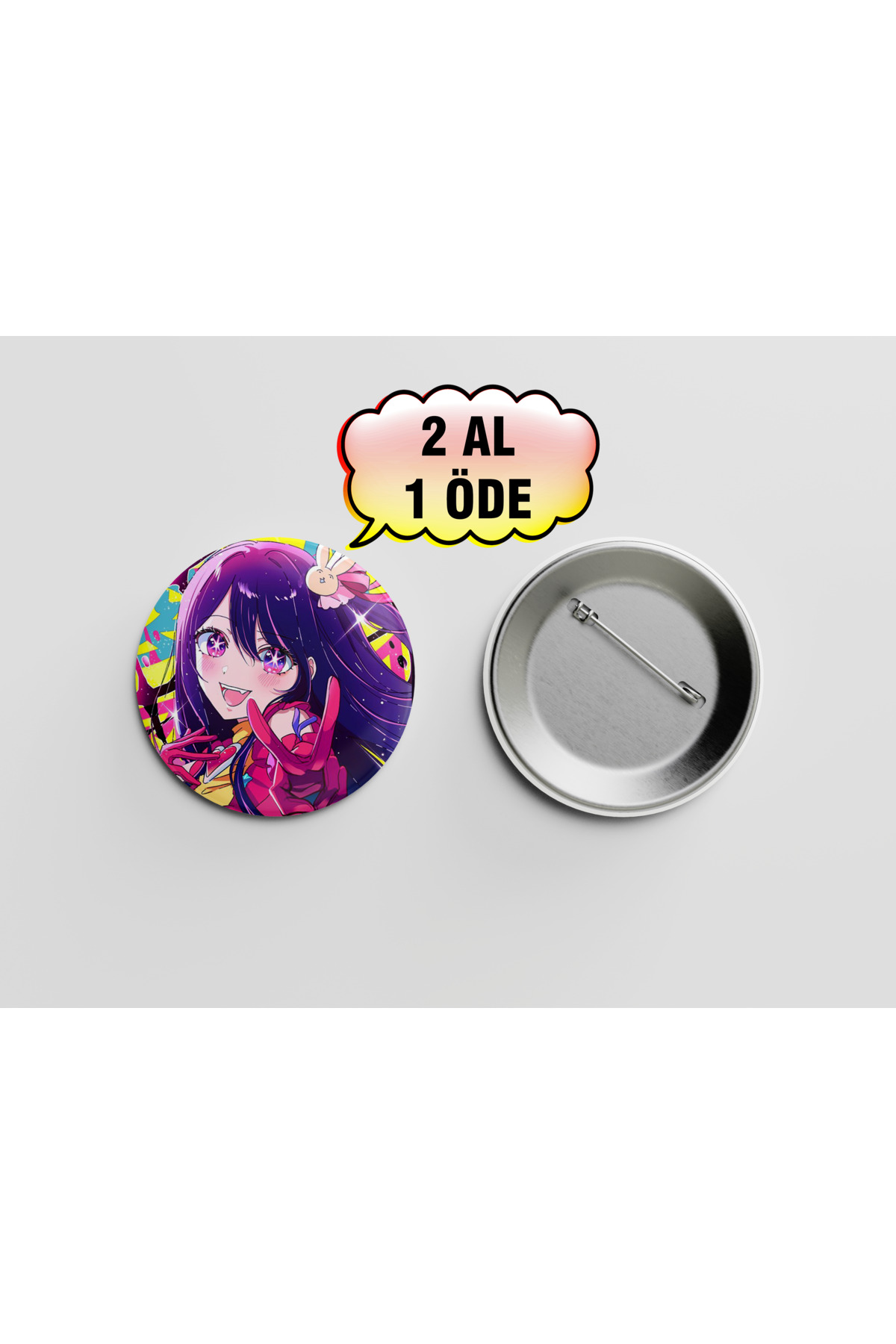Oshi no Ko Ai Hoshino 1 Adet 44mm Arkası İğneli Buton Rozet - Anime