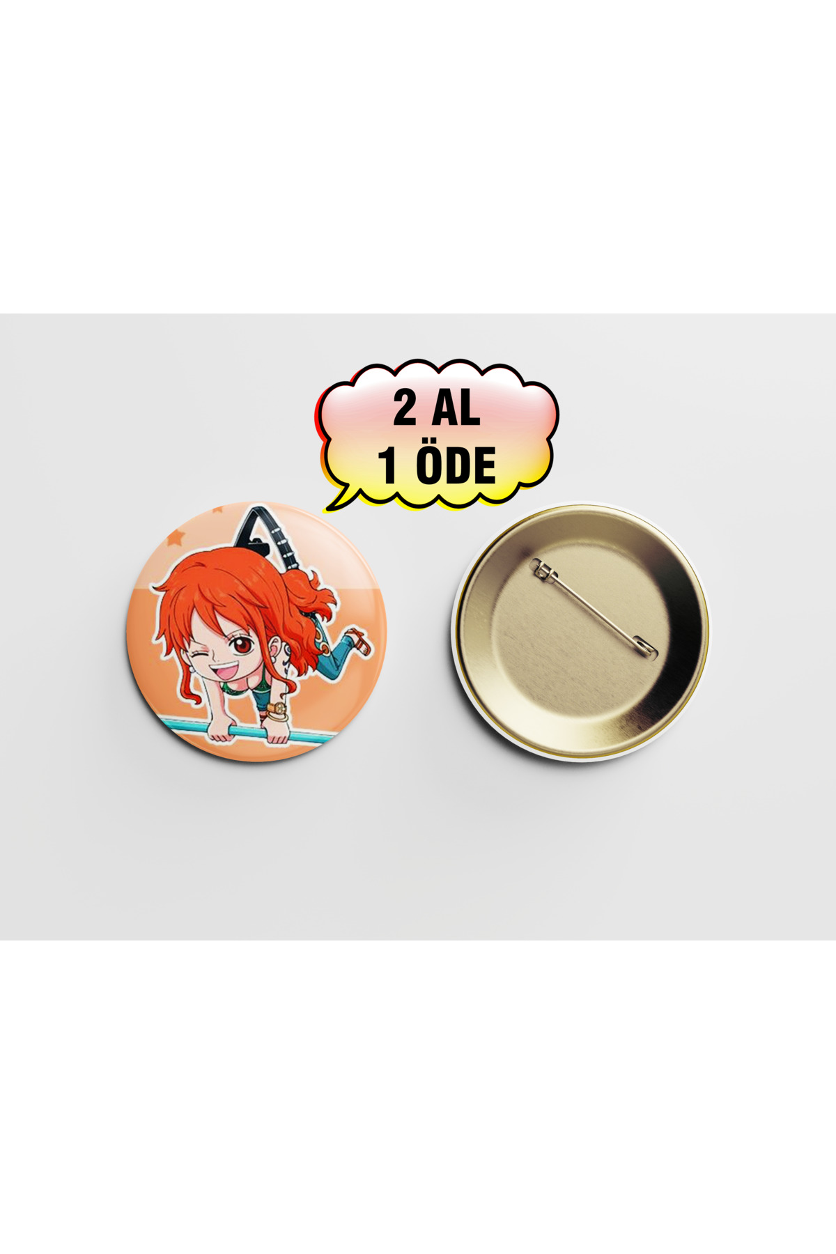 One Piece Nami Sevimli 1 adet 44mm Arkası İğneli Buton Rozet